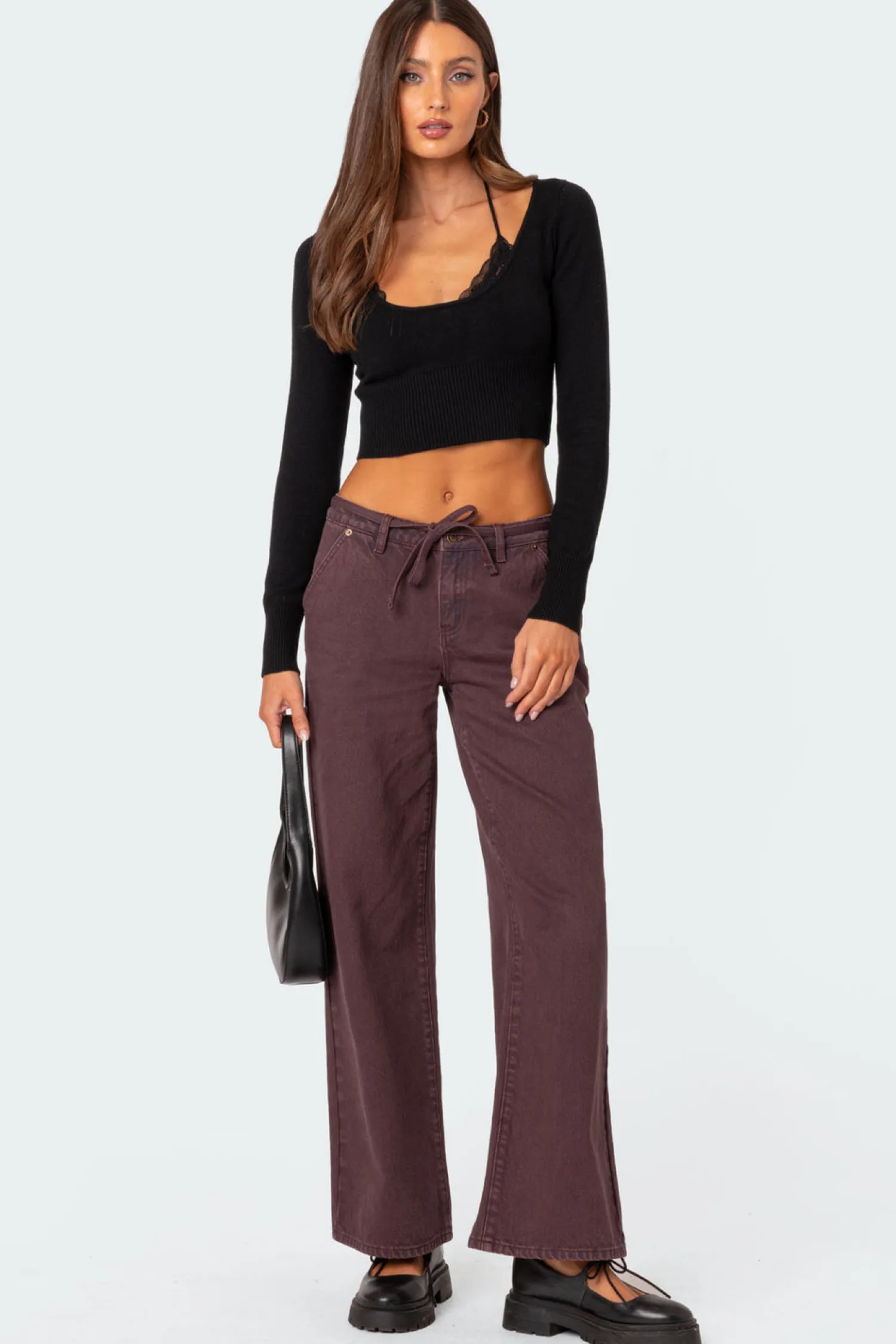 Jeans | Jeans*edikted Fernanda Low Rise Straight Leg Jeans BURGUNDY