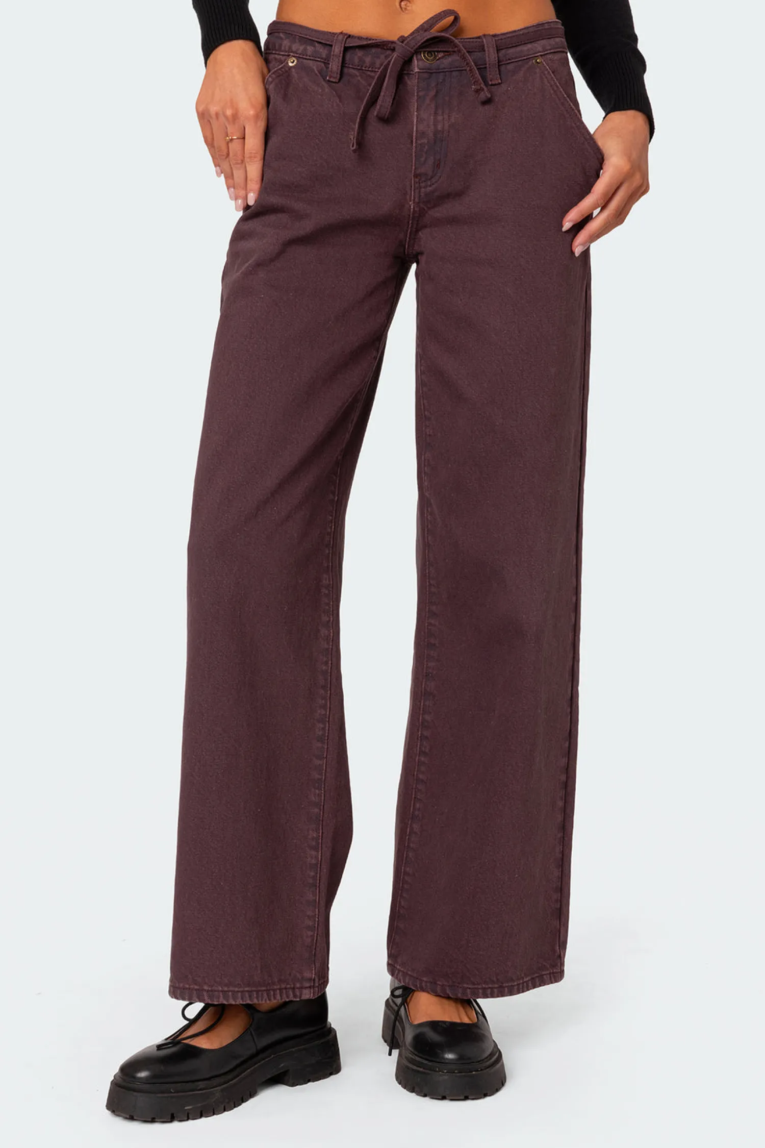 Jeans | Jeans*edikted Fernanda Low Rise Straight Leg Jeans BURGUNDY