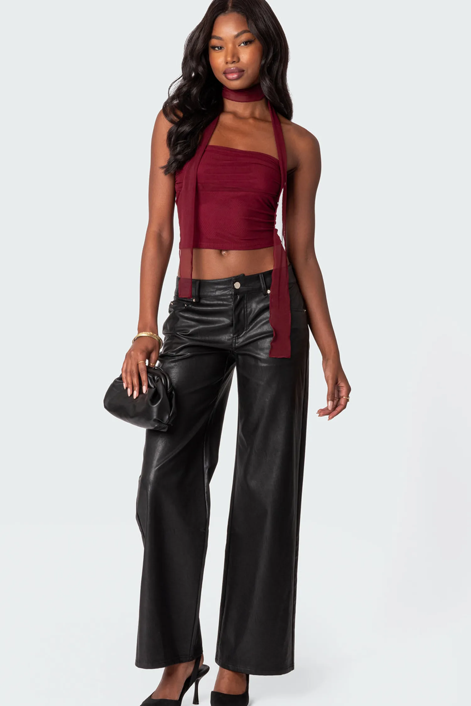 Strapless Tops | Tops*edikted Gathe Two Piece Mesh Scarf Top RED