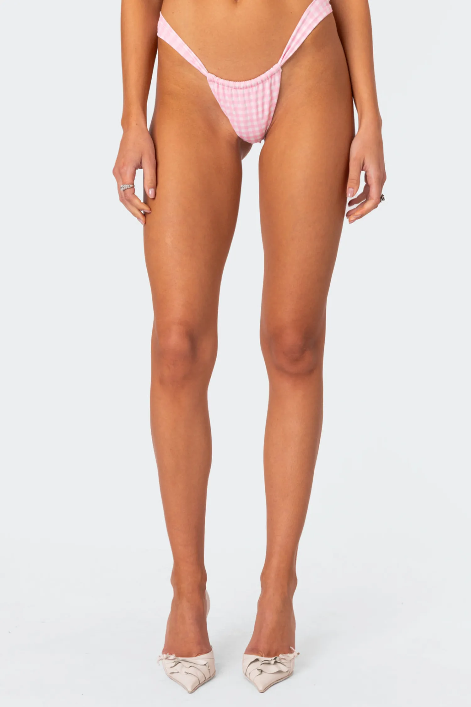 Swim*edikted Gingham Bikini Bottom PINK