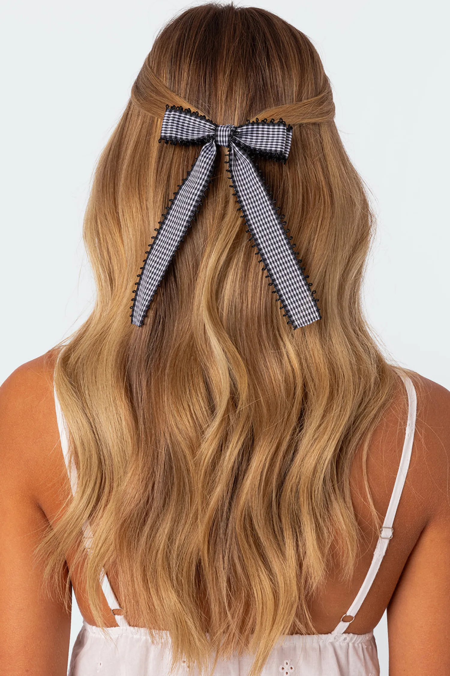 Hair Accessories*edikted Gingham Bow Hair Clip BLACK AND WHITE