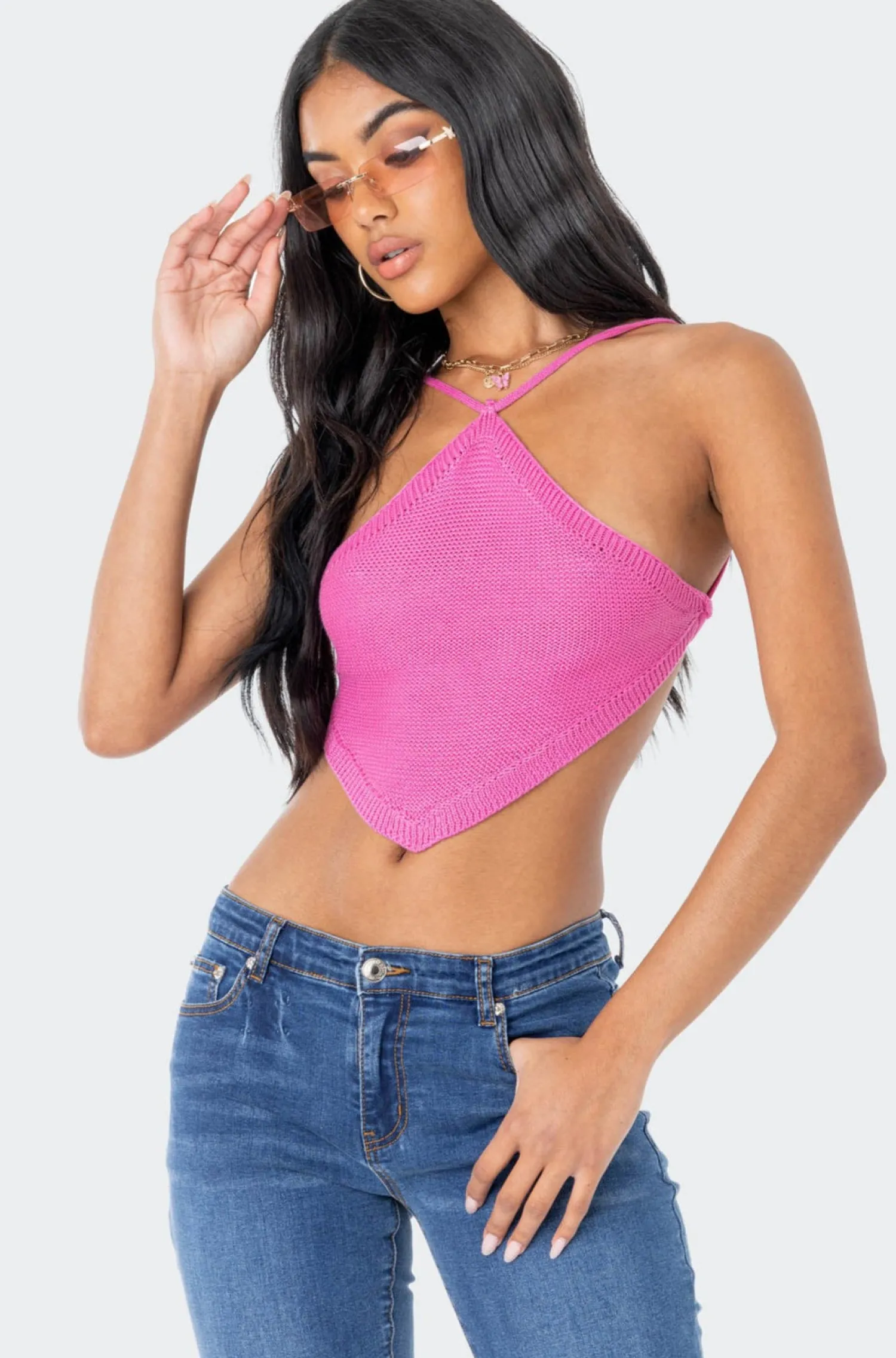 Knitted Tops | Crop Tops*edikted Harlow Knitted Open-Back Top PINK