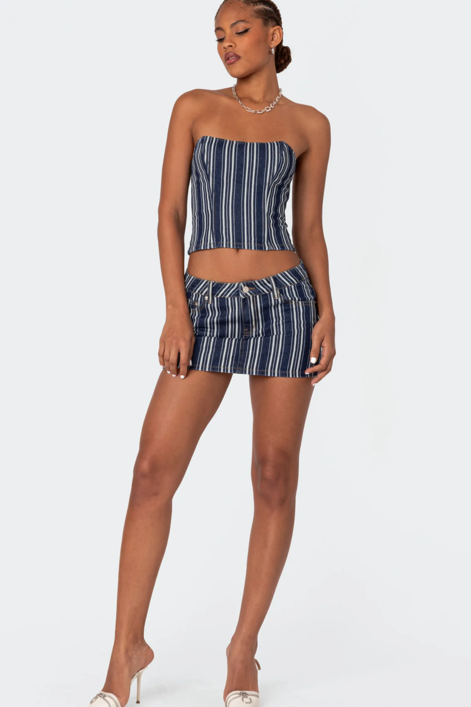 Skirts | Skirts*edikted Inez Striped Denim Mini Skirt MIX