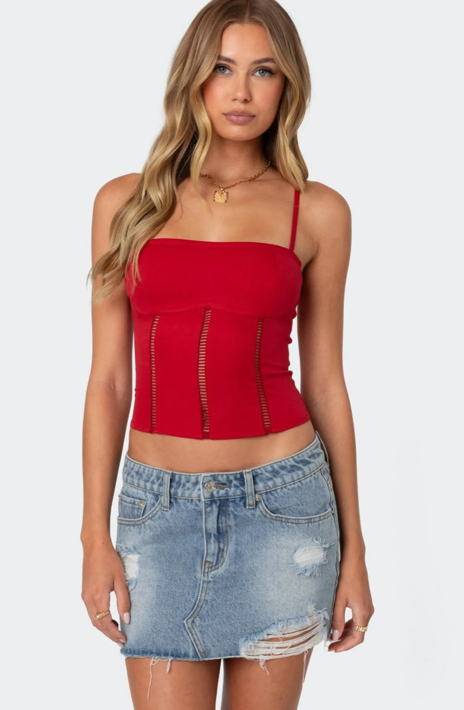 Corsets | Corsets*edikted Jennie Ladder Knit Corset RED