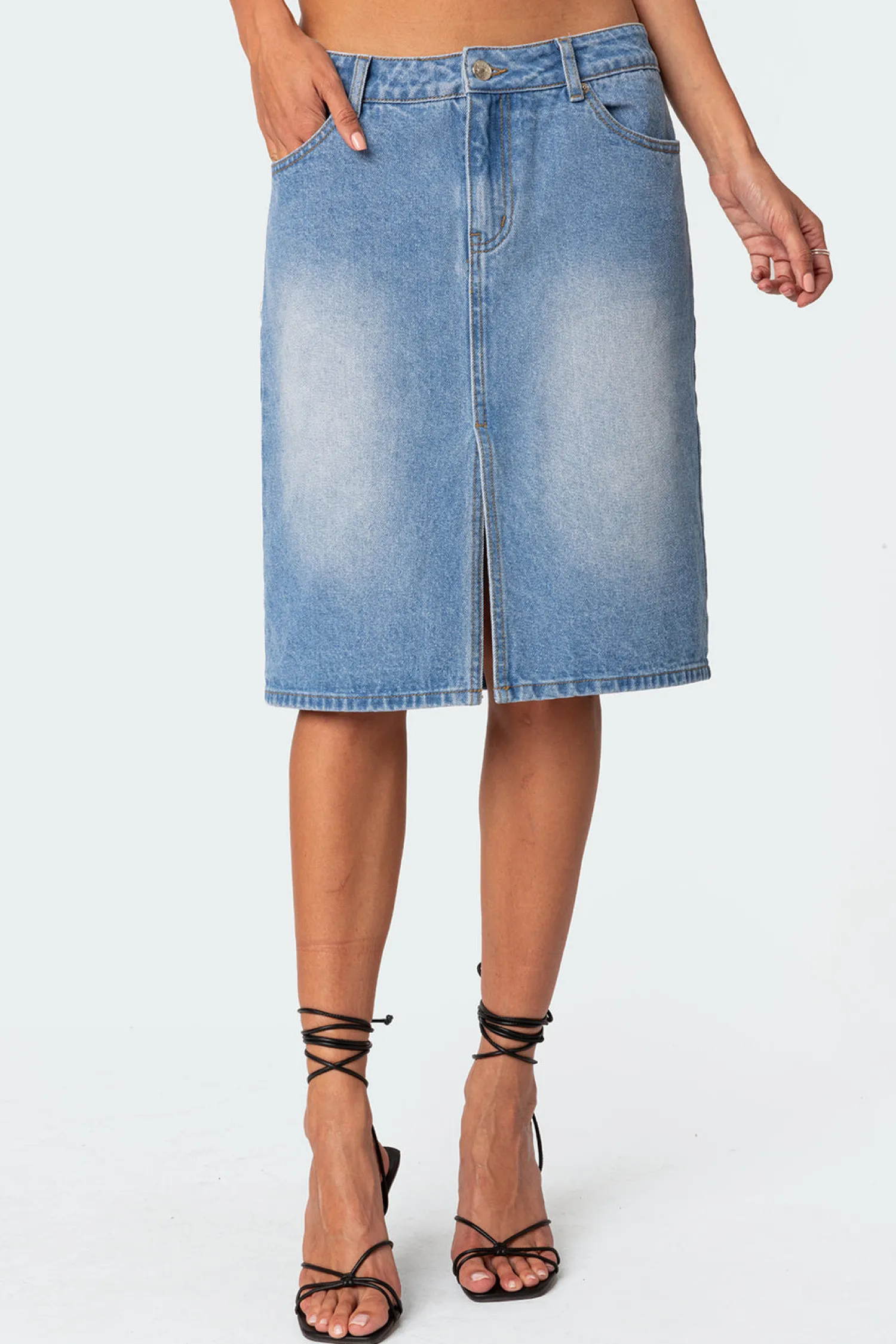 Skirts | Skirts*edikted Junia Slitted Denim Midi Skirt BLUE WASHED