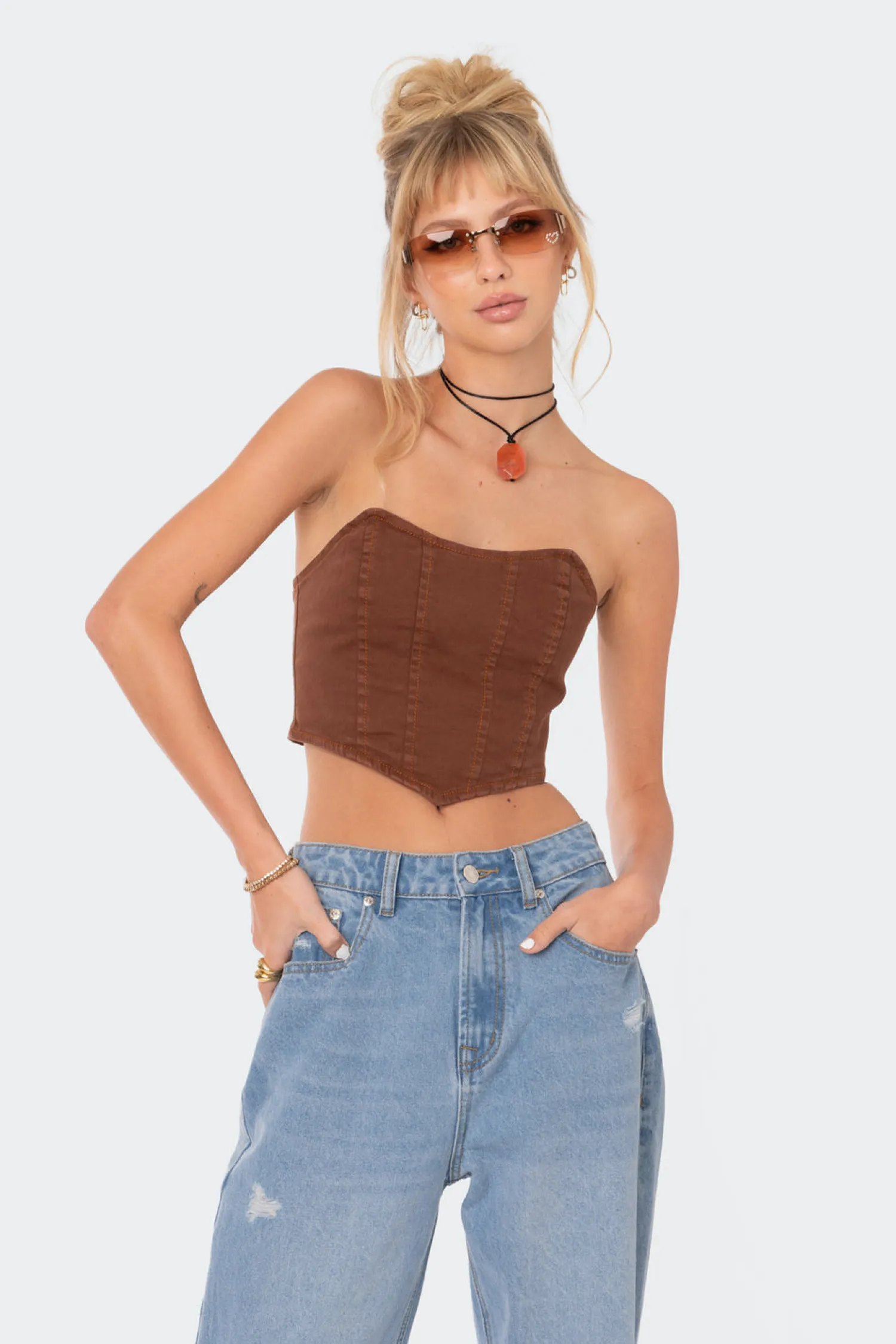 Corsets | Corsets*edikted Katie Denim Corset BROWN