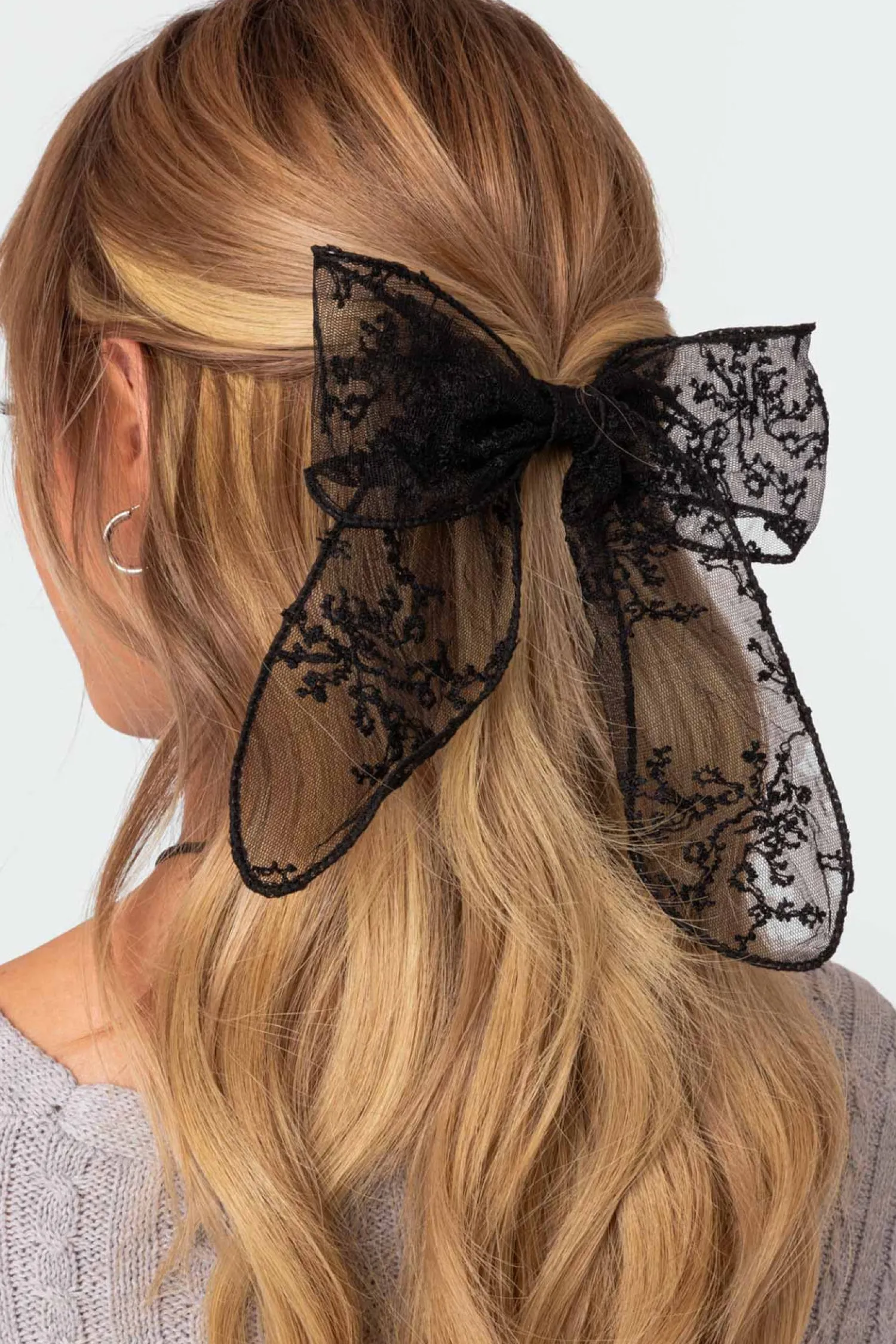 Hair Accessories*edikted Lace Bow Hair Clip BLACK