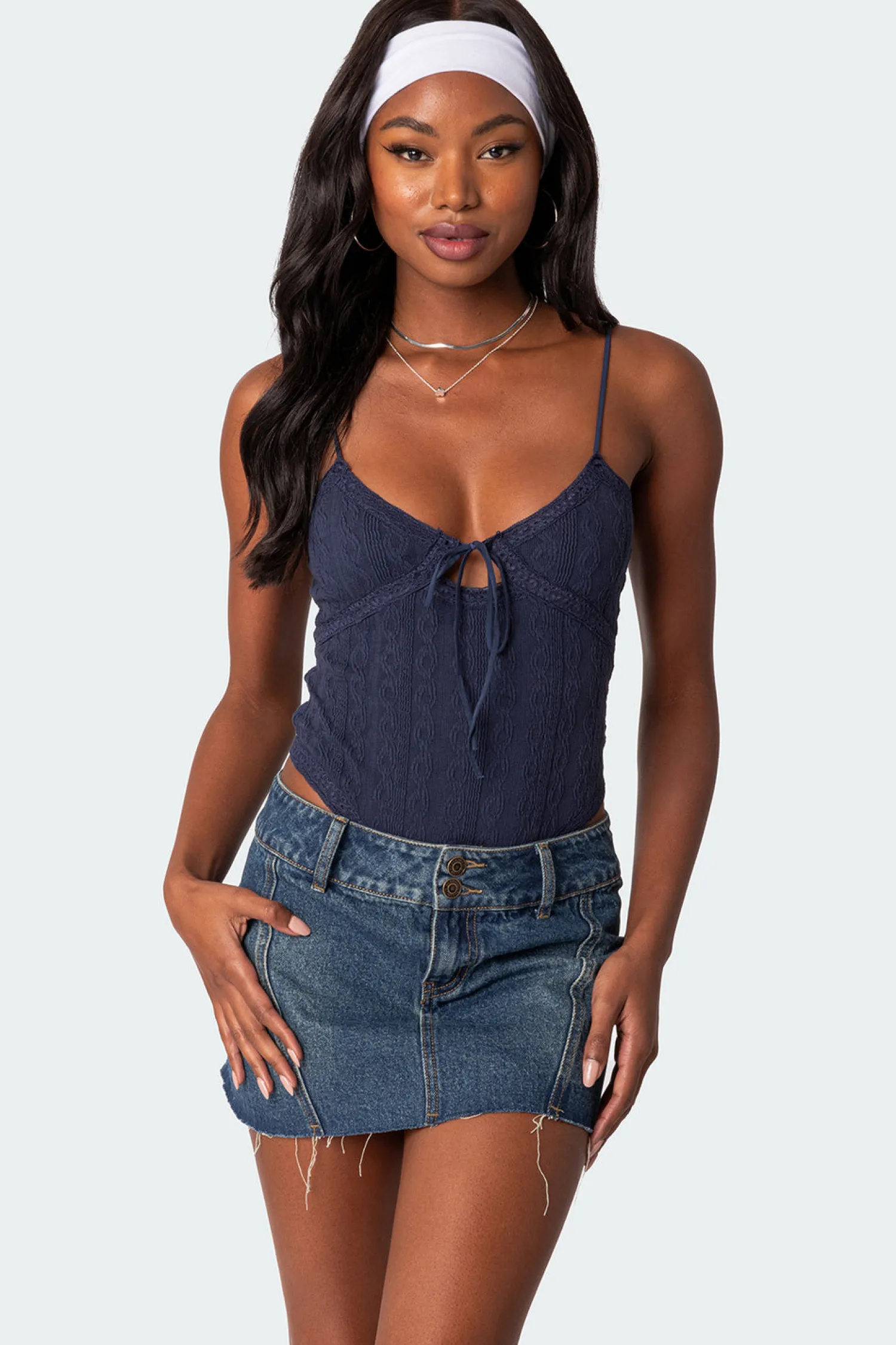 Bodysuits | Bodysuits*edikted Lacey Knit Cut Out Bodysuit NAVY