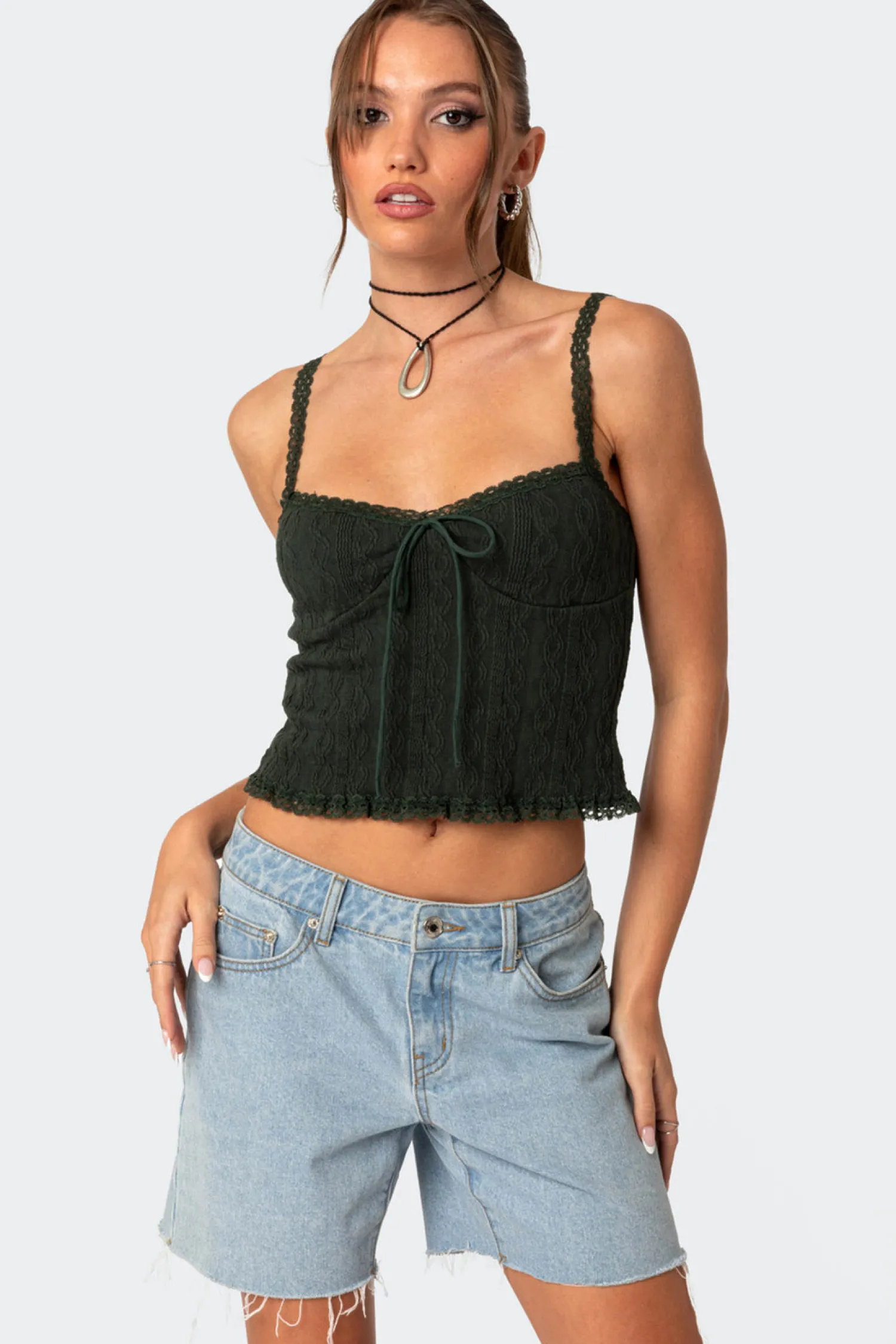 Crop Tops | Tank Tops*edikted Lacey Knit Tank Top OLIVE