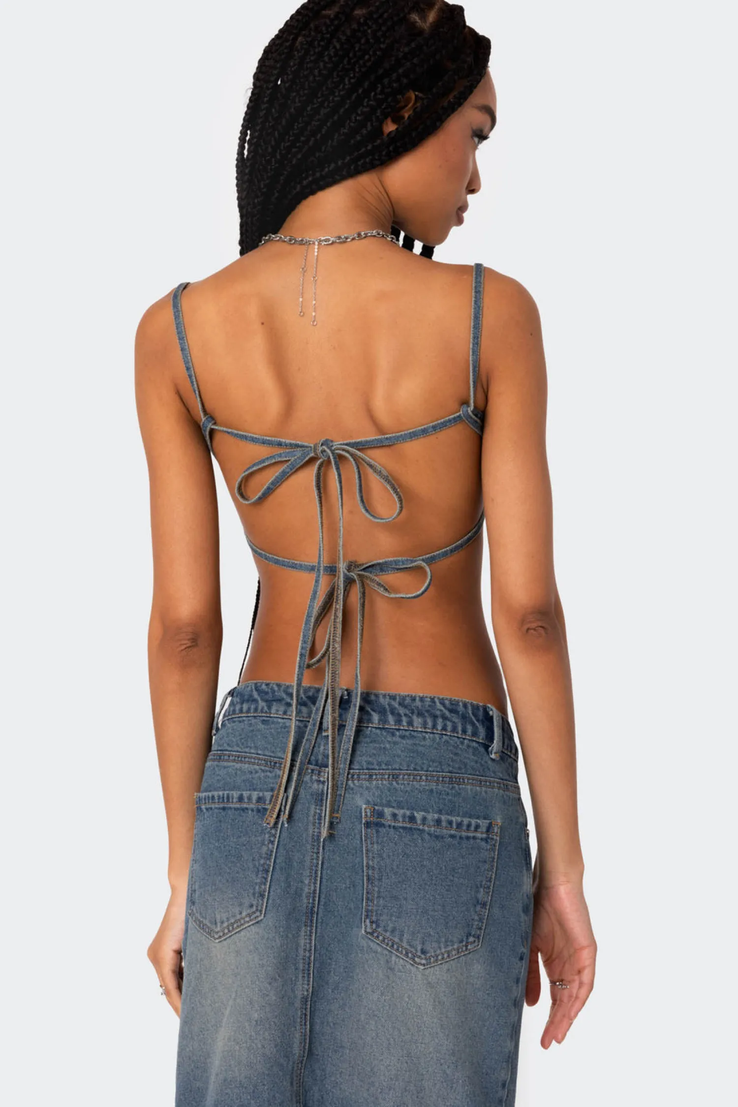 Crop Tops | Denim Tops*edikted Lassy Washed Denim Bralette BLUE WASHED