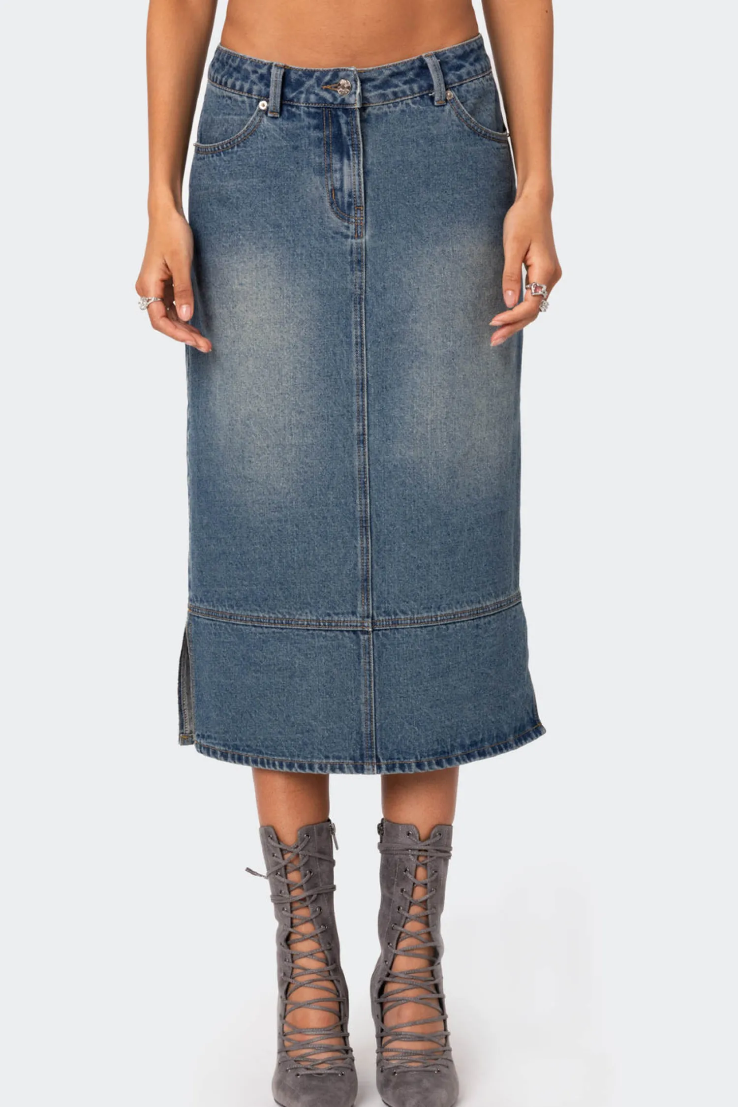 Skirts | Skirts*edikted Lassy Washed Denim Midi Skirt BLUE WASHED