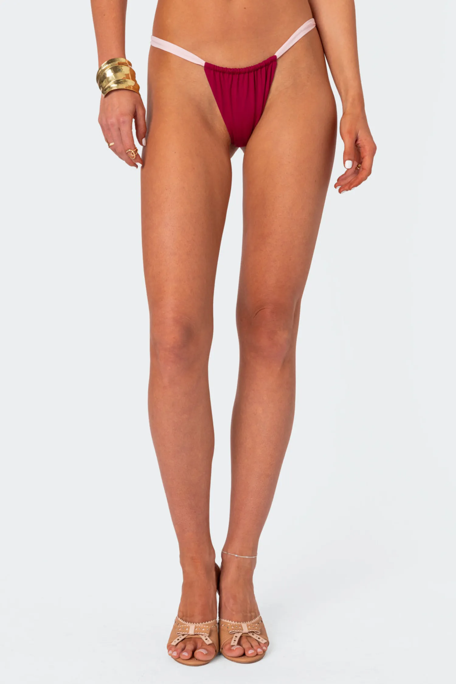 Swim*edikted Leanna Contrast Bikini Bottom BURGUNDY