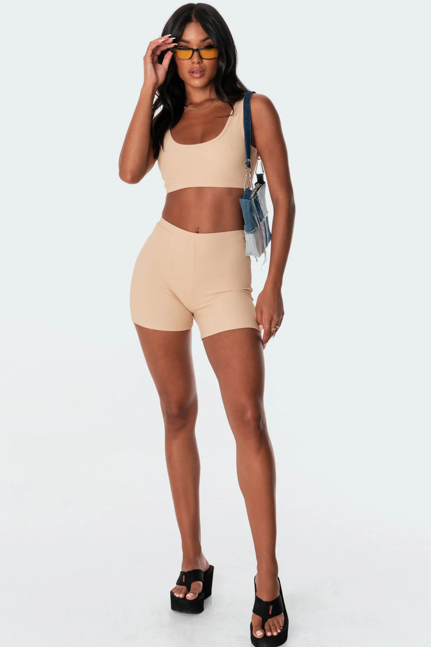 Crop Tops | Sets*edikted Lenny Ribbed Crop Top BEIGE