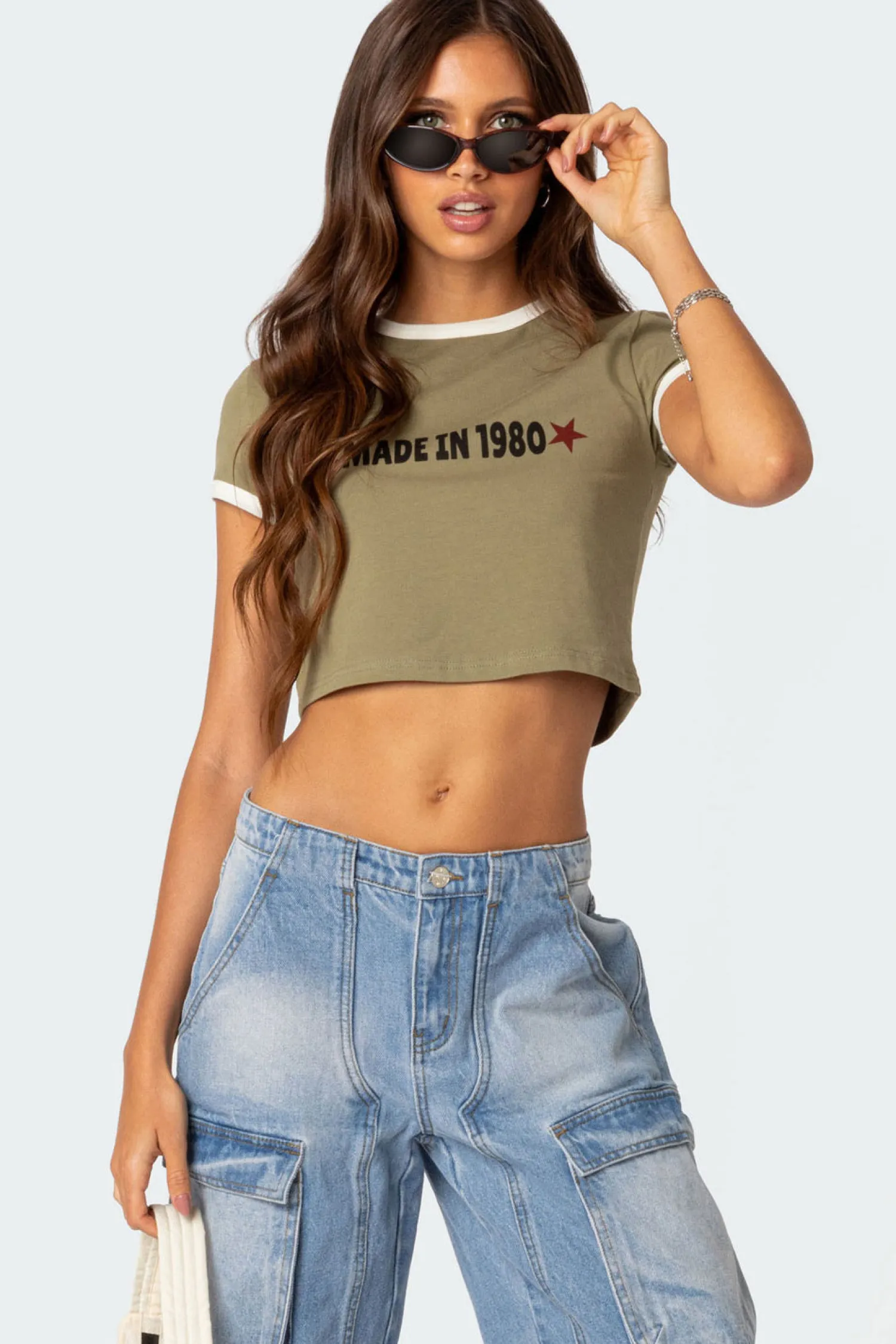 Crop Tops | T-Shirts*edikted Made In The 80S T-Shirt OLIVE