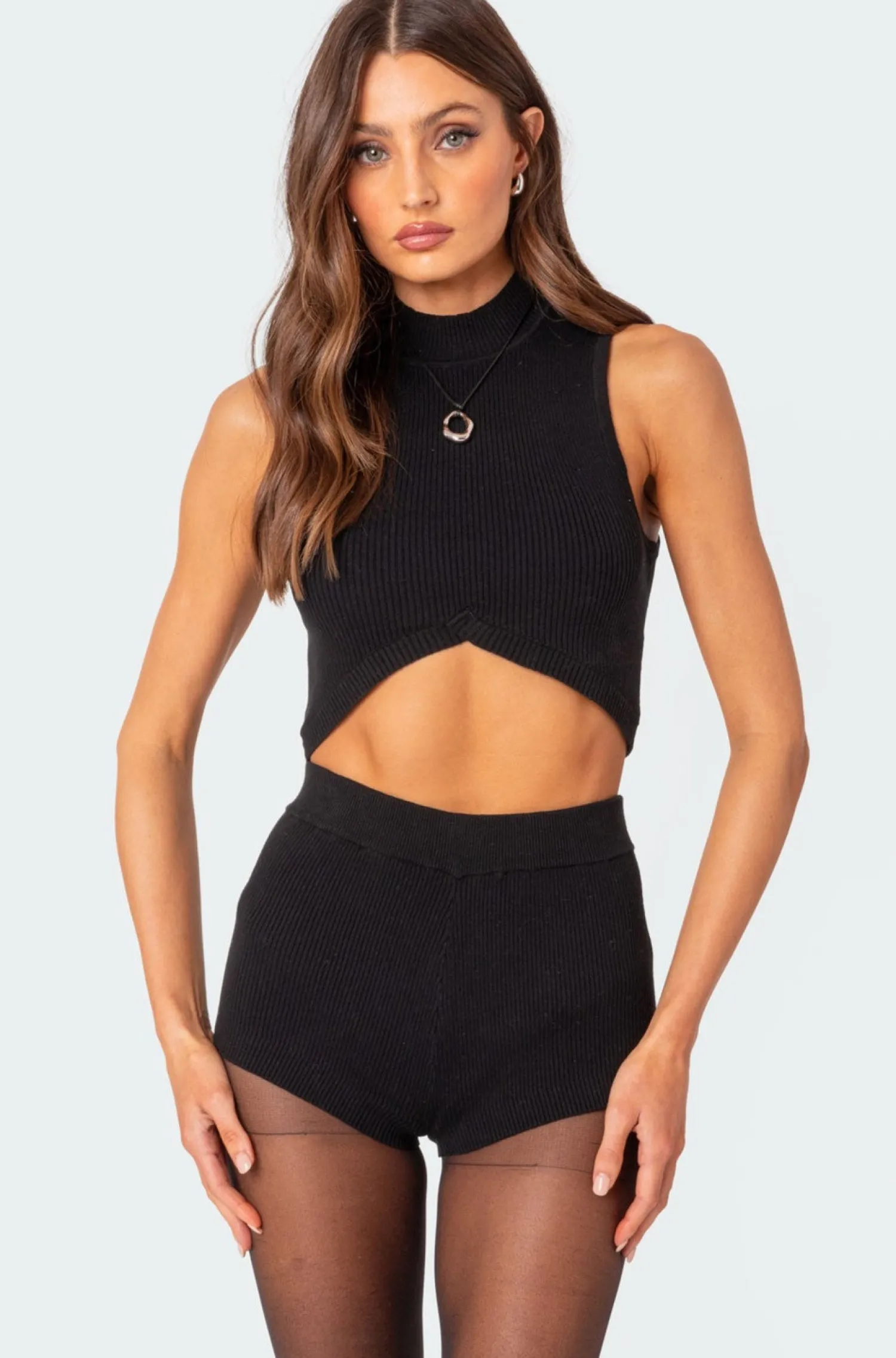 Crop Tops | Knitted Tops*edikted Marcus High Neck Knit Crop Top BLACK