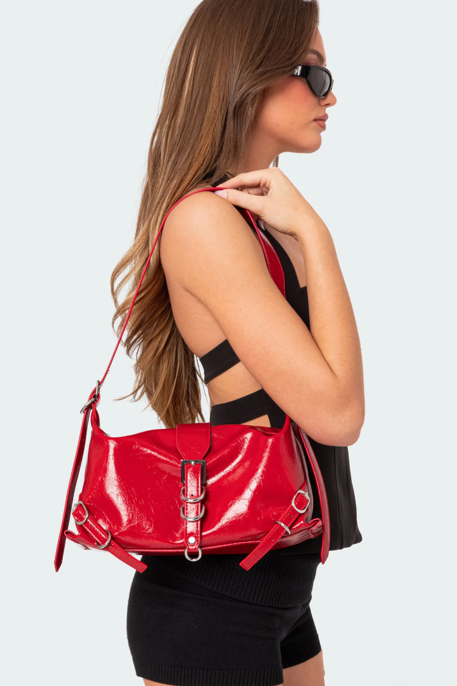 Bags*edikted Marlie Faux Leather Shoulder Bag RED