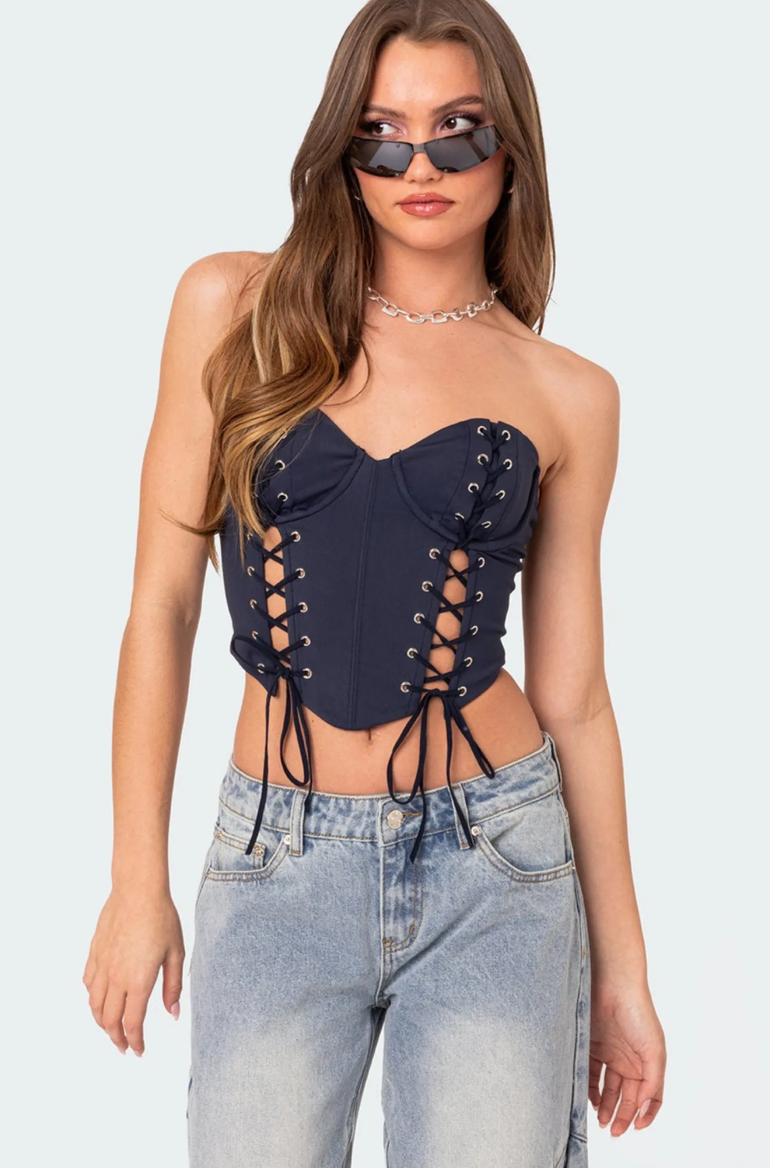 Corsets | Corsets*edikted Mckenna Lace Up Corset NAVY