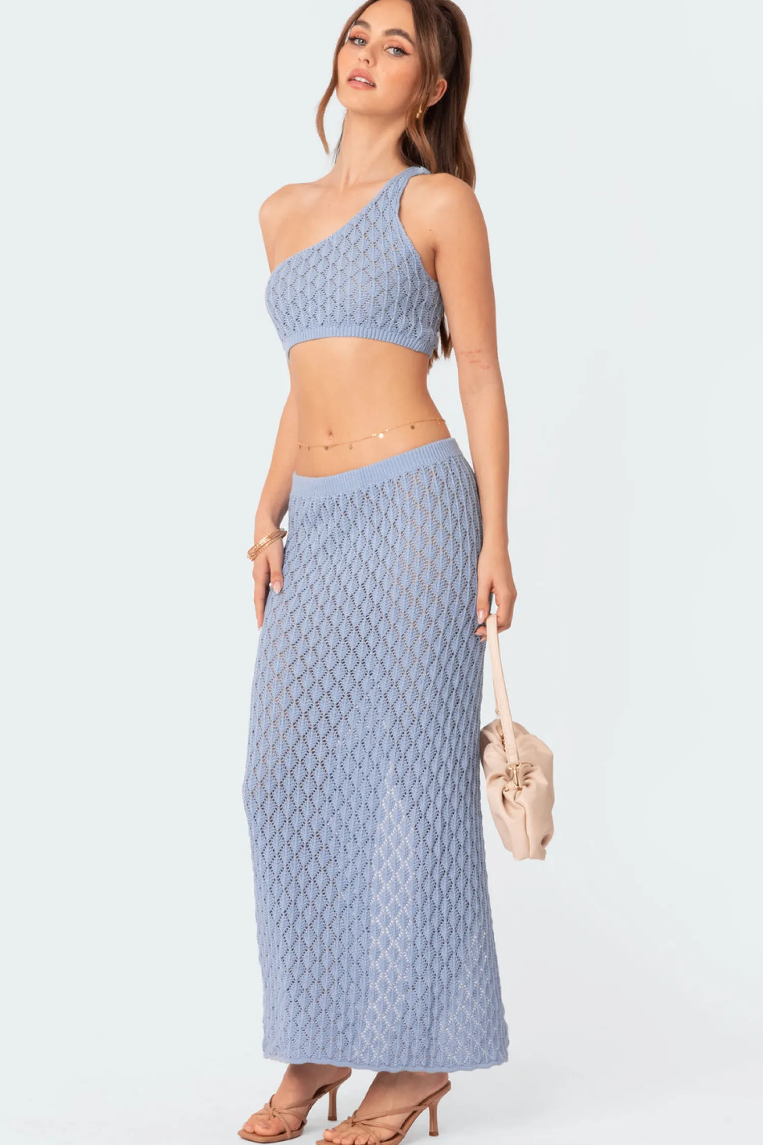 Skirts | Skirts*edikted Mermaid Low Rise Crochet Maxi Skirt LIGHT BLUE