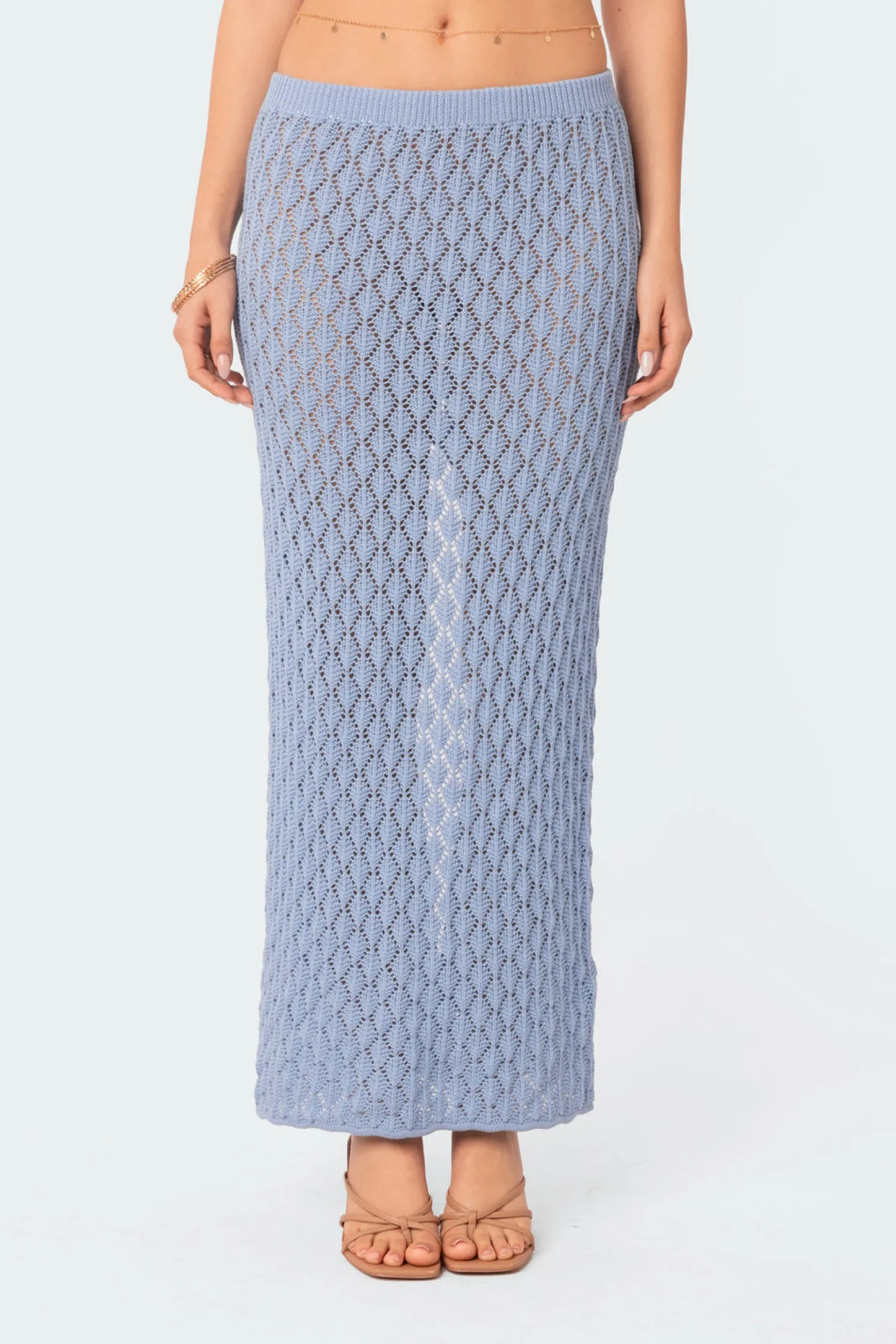 Skirts | Skirts*edikted Mermaid Low Rise Crochet Maxi Skirt LIGHT BLUE