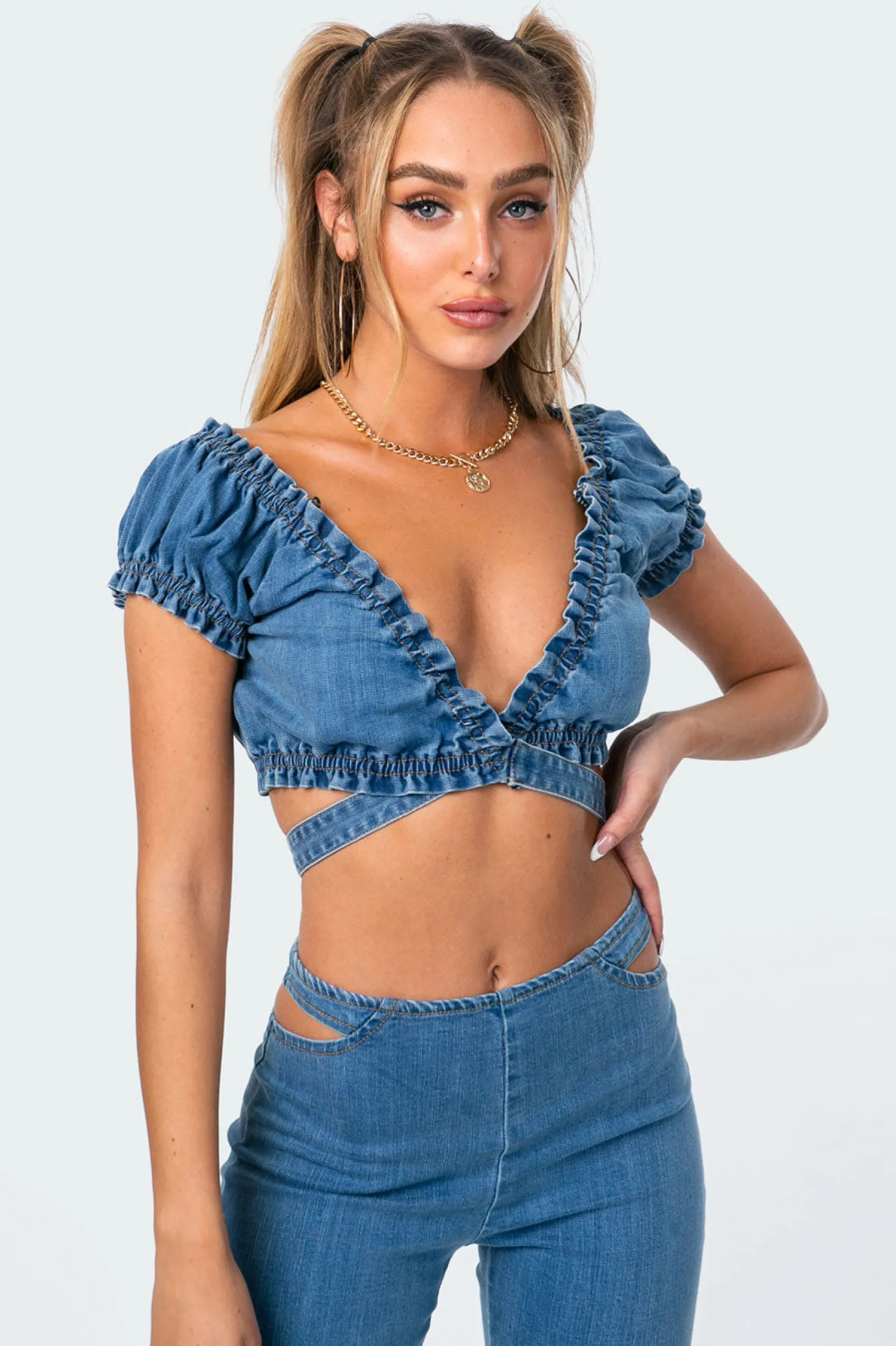 Crop Tops | Denim Tops*edikted Miley Denim Crop Top BLUE