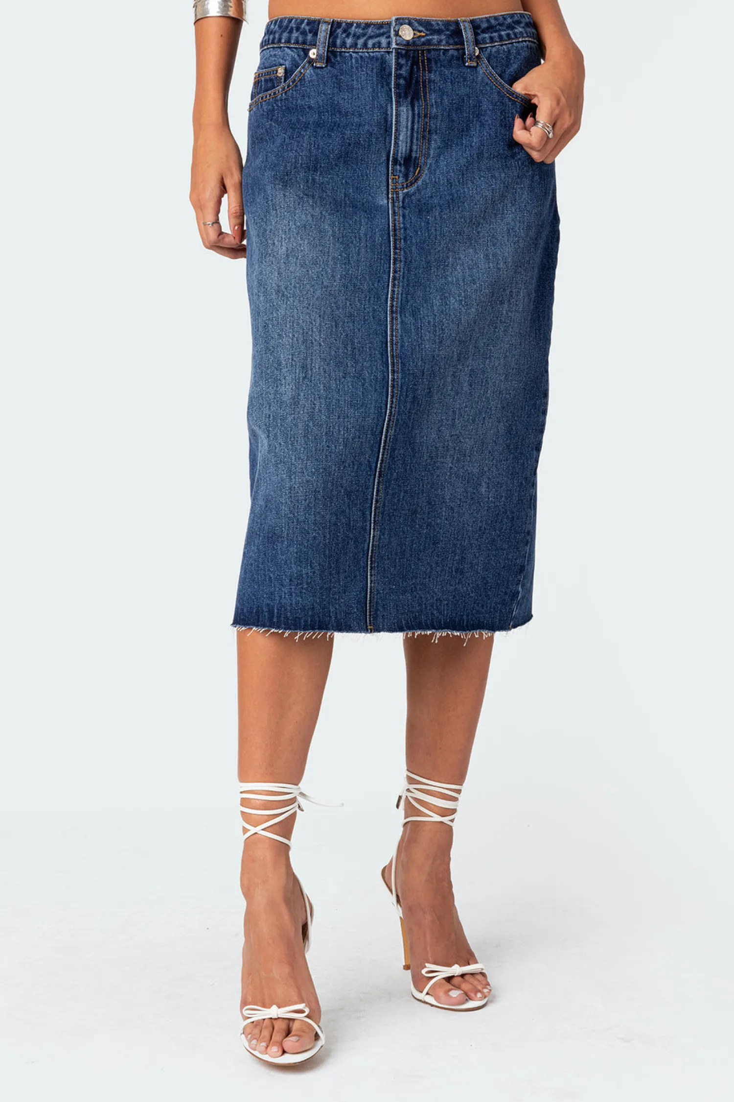 Skirts | Skirts*edikted Mirah Denim Midi Skirt DARK BLUE WASHED