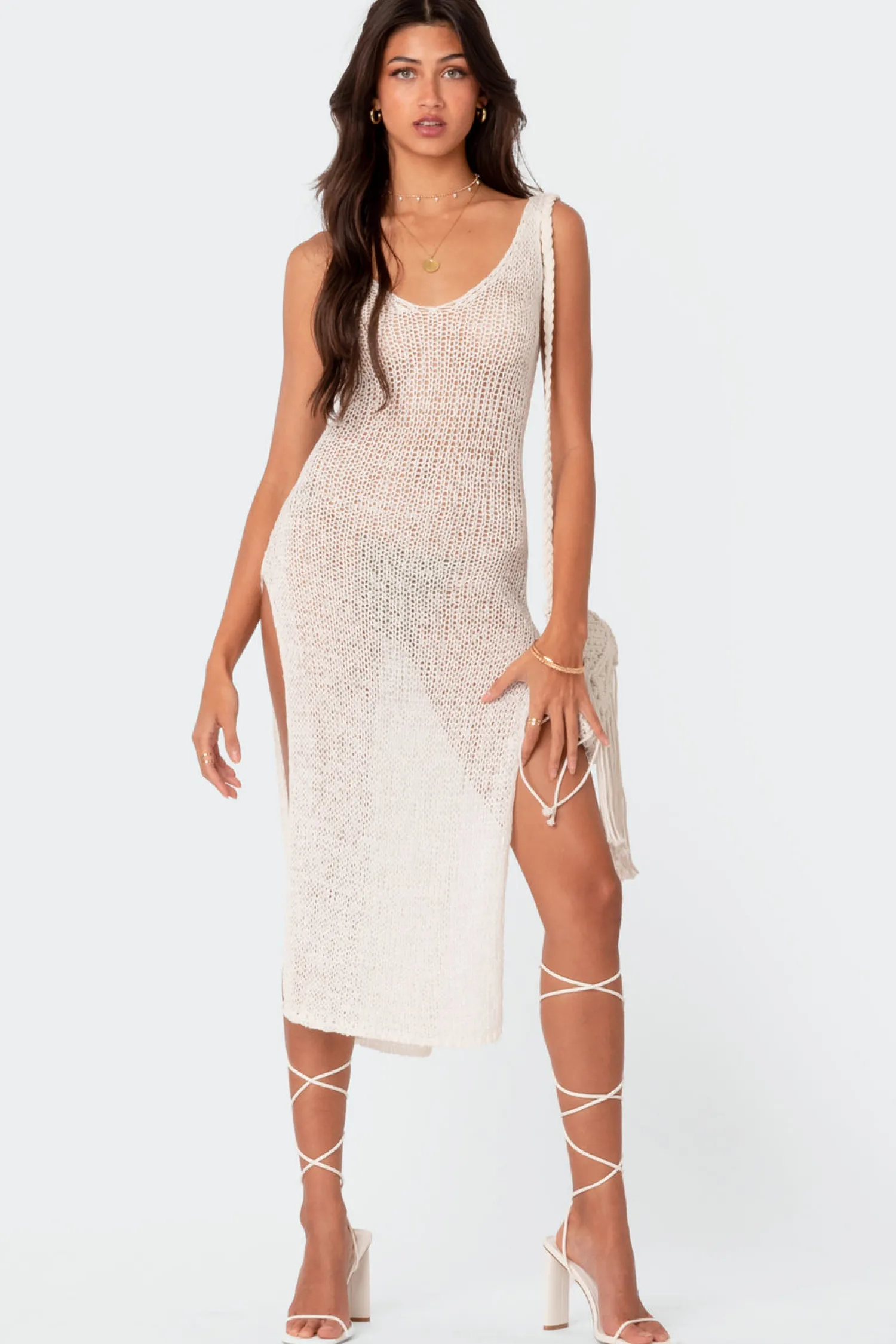 Cover Ups | Cover Ups*edikted Nevea Open-Back Knitted Midi Dress CREAM