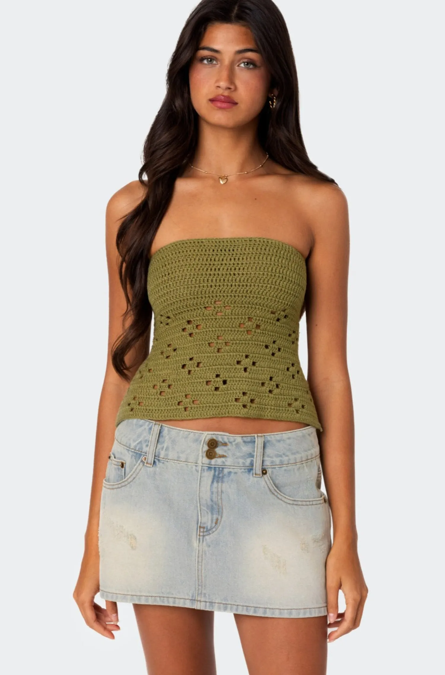 Strapless Tops | Cover Ups*edikted Niki Crochet Strapless Top OLIVE