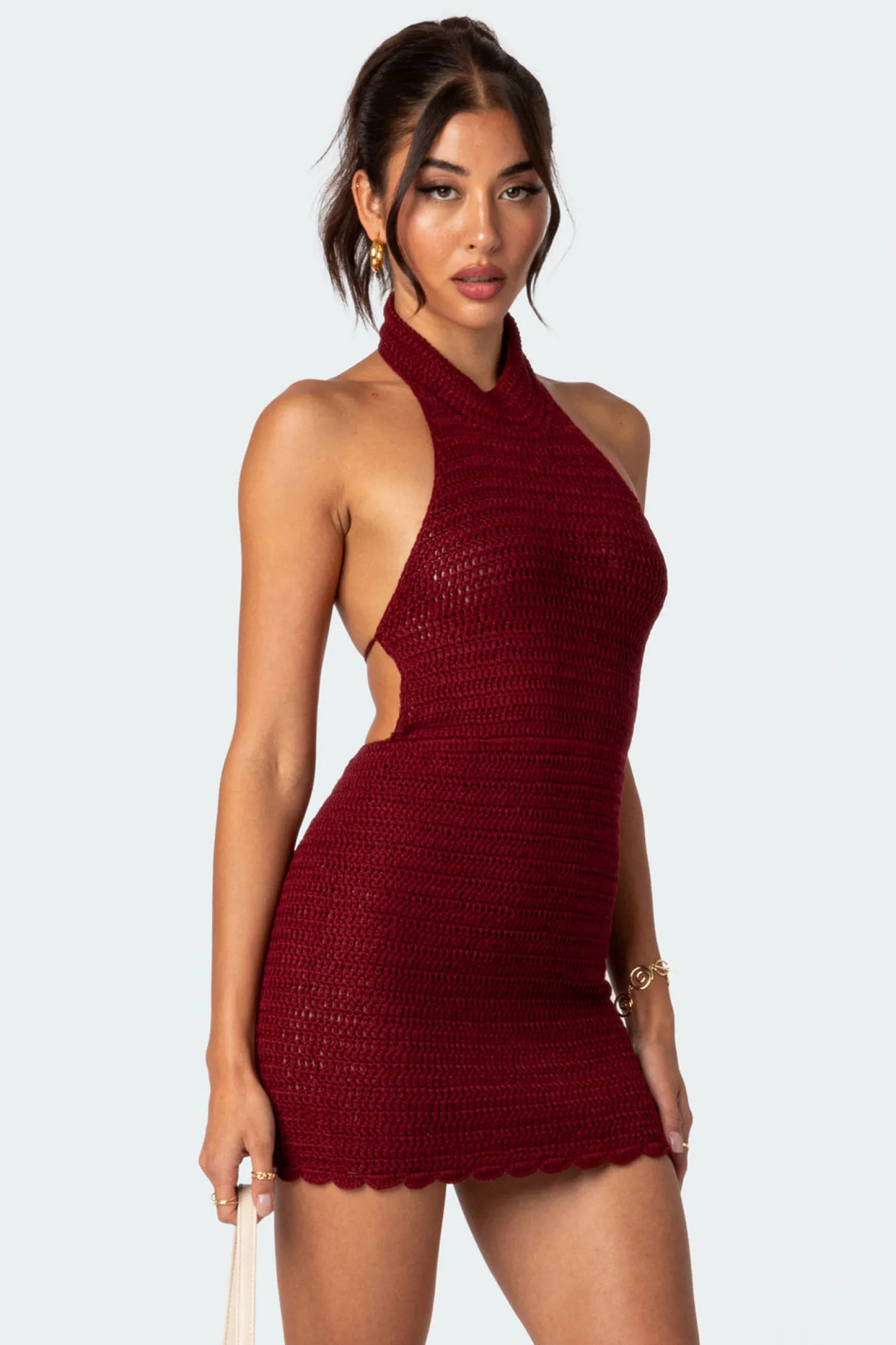 Mini Dresses | Dresses*edikted Novalie Crochet Open Back Mini Dress BURGUNDY