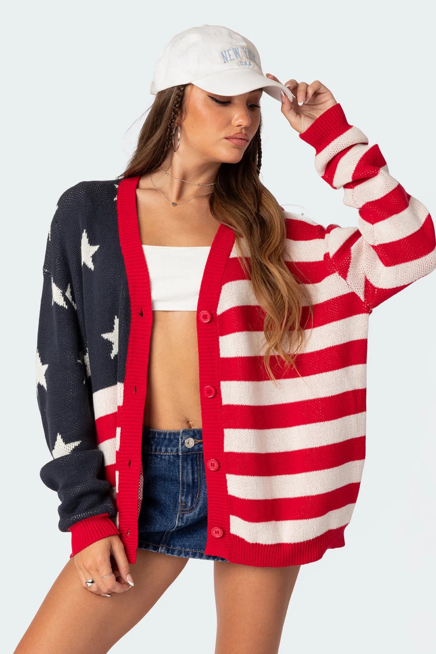 Sweaters & Cardigans | Long Sleeve Tops*edikted Patriot Oversized Cardigan MIX