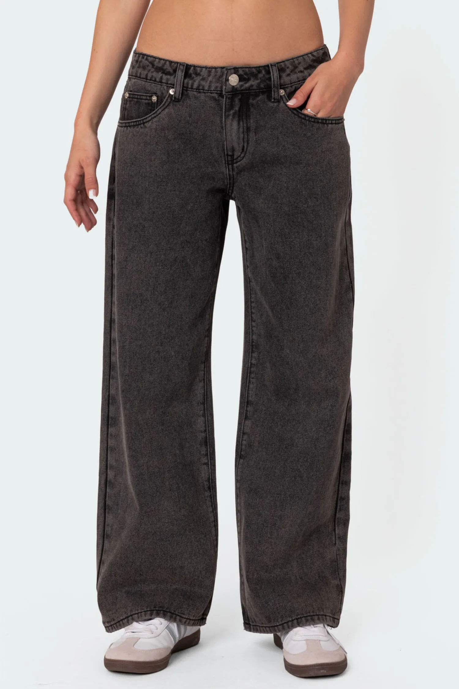 Jeans | Jeans*edikted Petite Raelynn Washed Low Rise Jeans BLACK WASHED