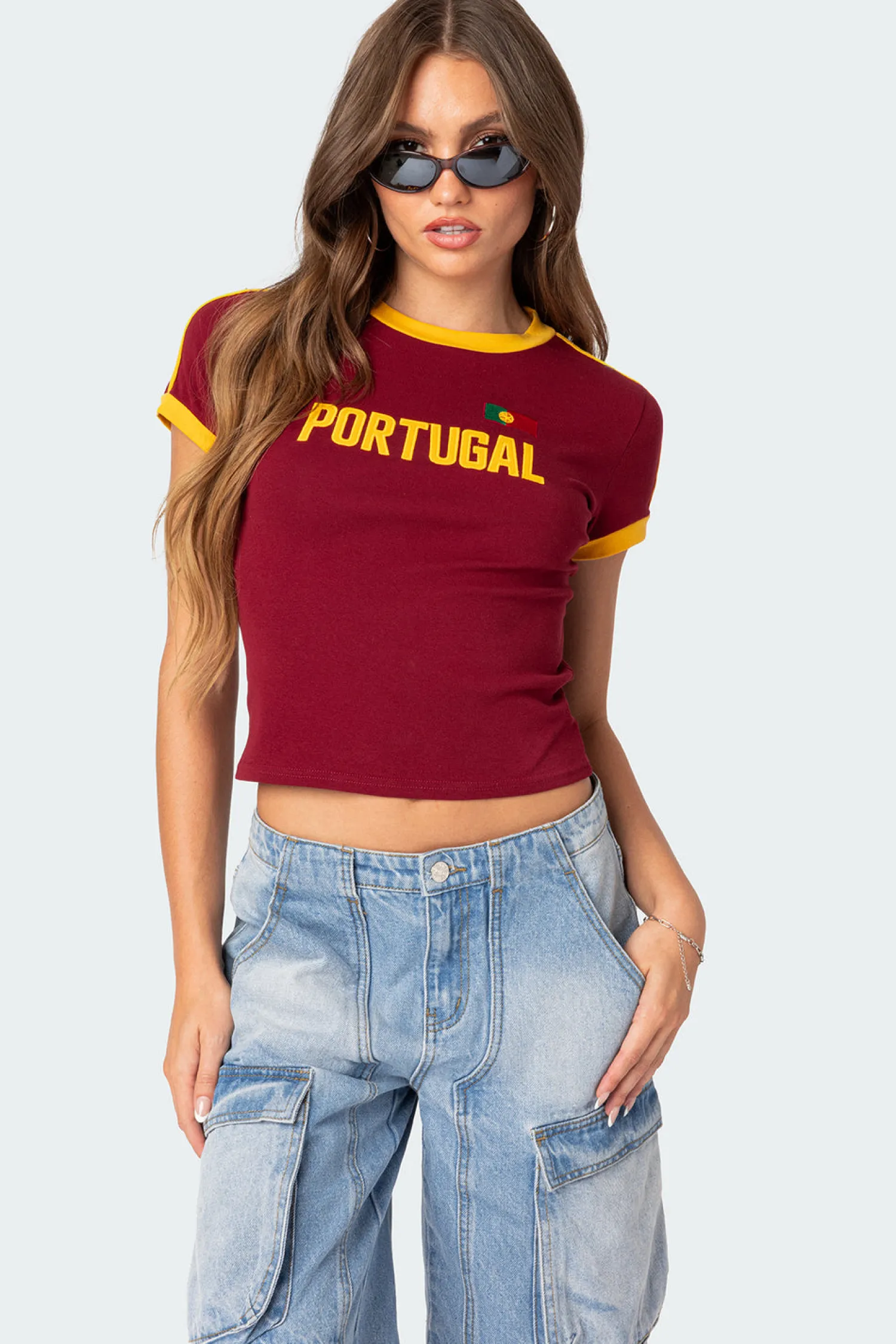 T-Shirts | Graphic Tops*edikted Portugal T-Shirt BURGUNDY