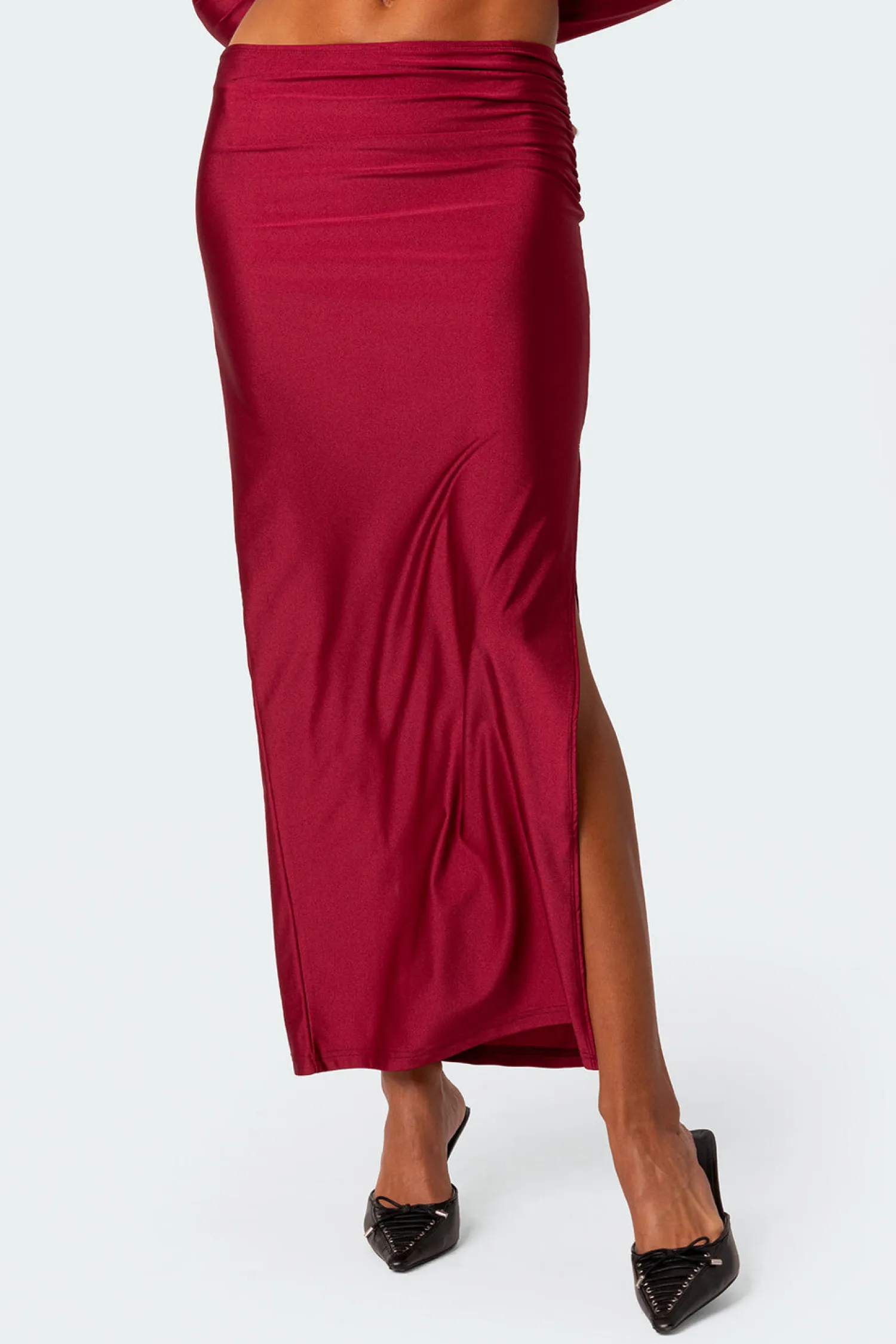 Skirts | Skirts*edikted Reema Shiny Slit Maxi Skirt RED