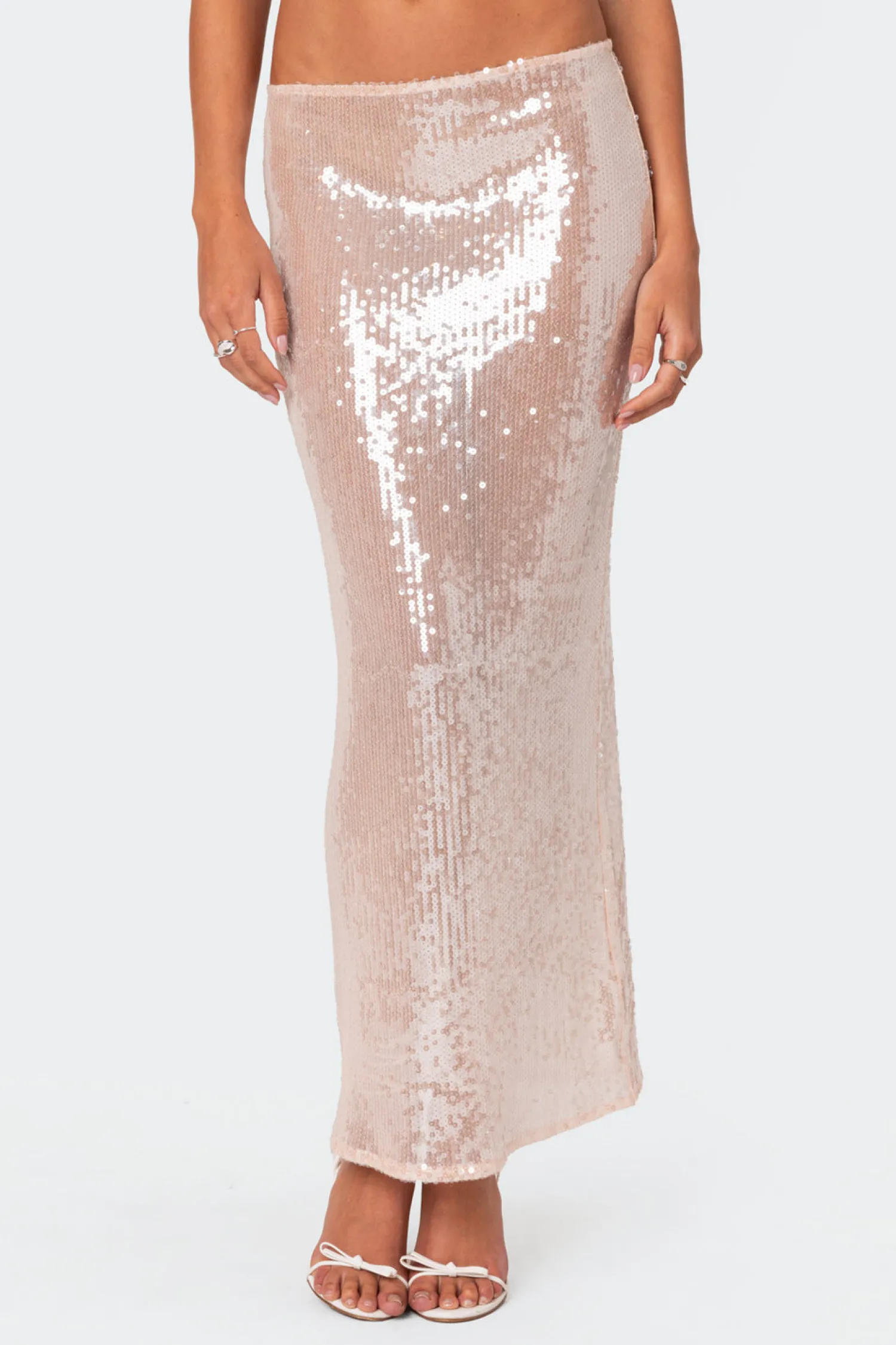 Skirts | Skirts*edikted Riki Sheer Sequin Maxi Skirt LIGHT PINK