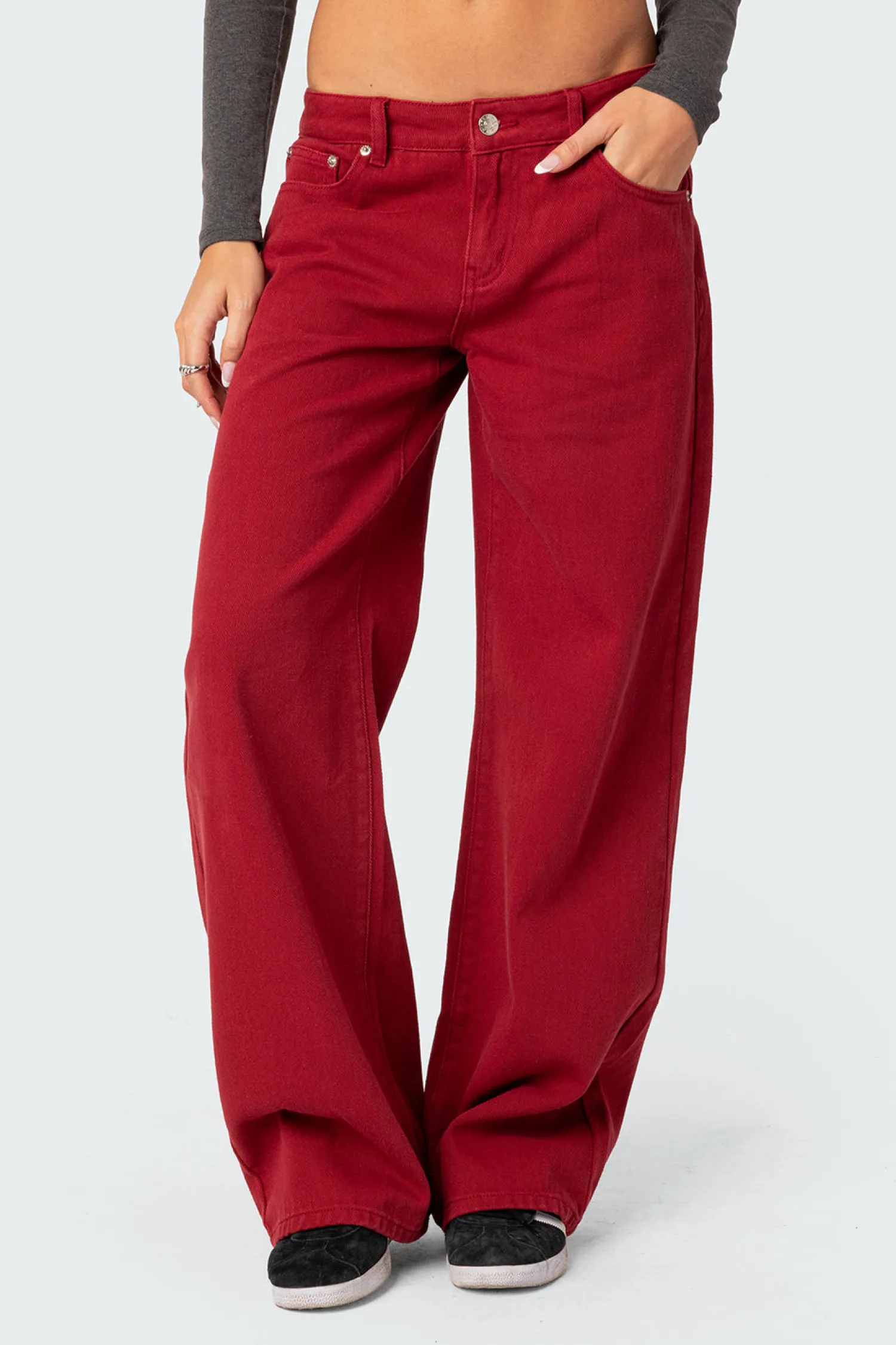 Jeans | Jeans*edikted Roman Low Rise Slouchy Jeans BURGUNDY