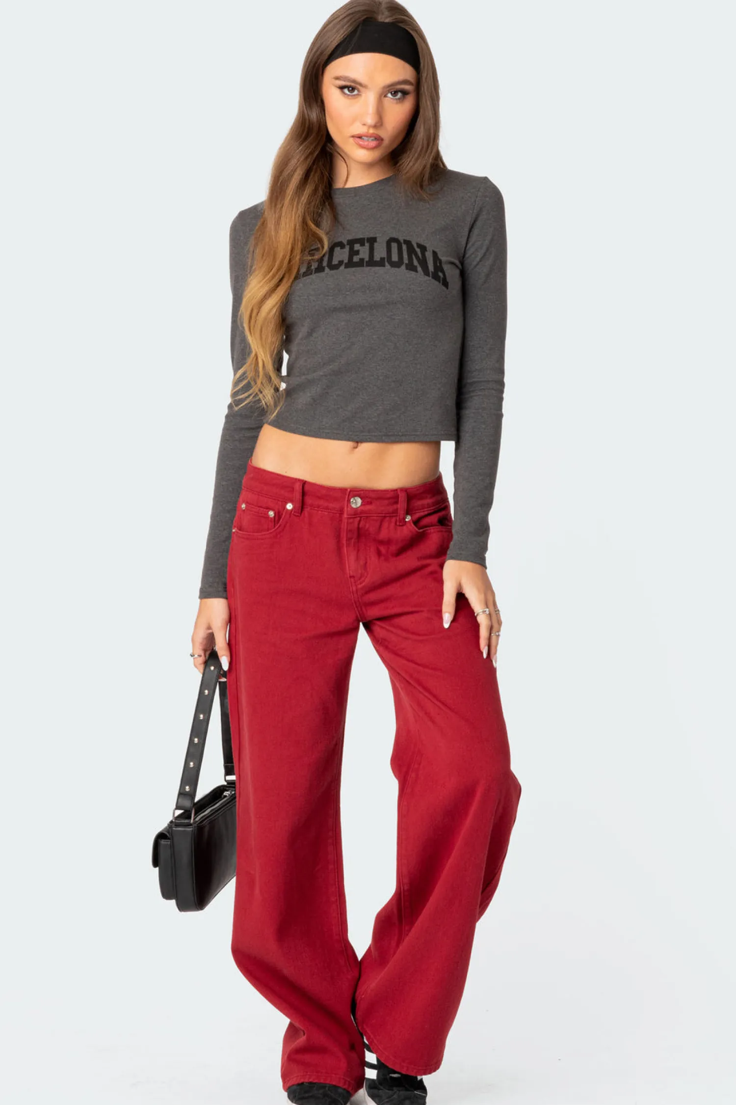 Jeans | Jeans*edikted Roman Low Rise Slouchy Jeans BURGUNDY