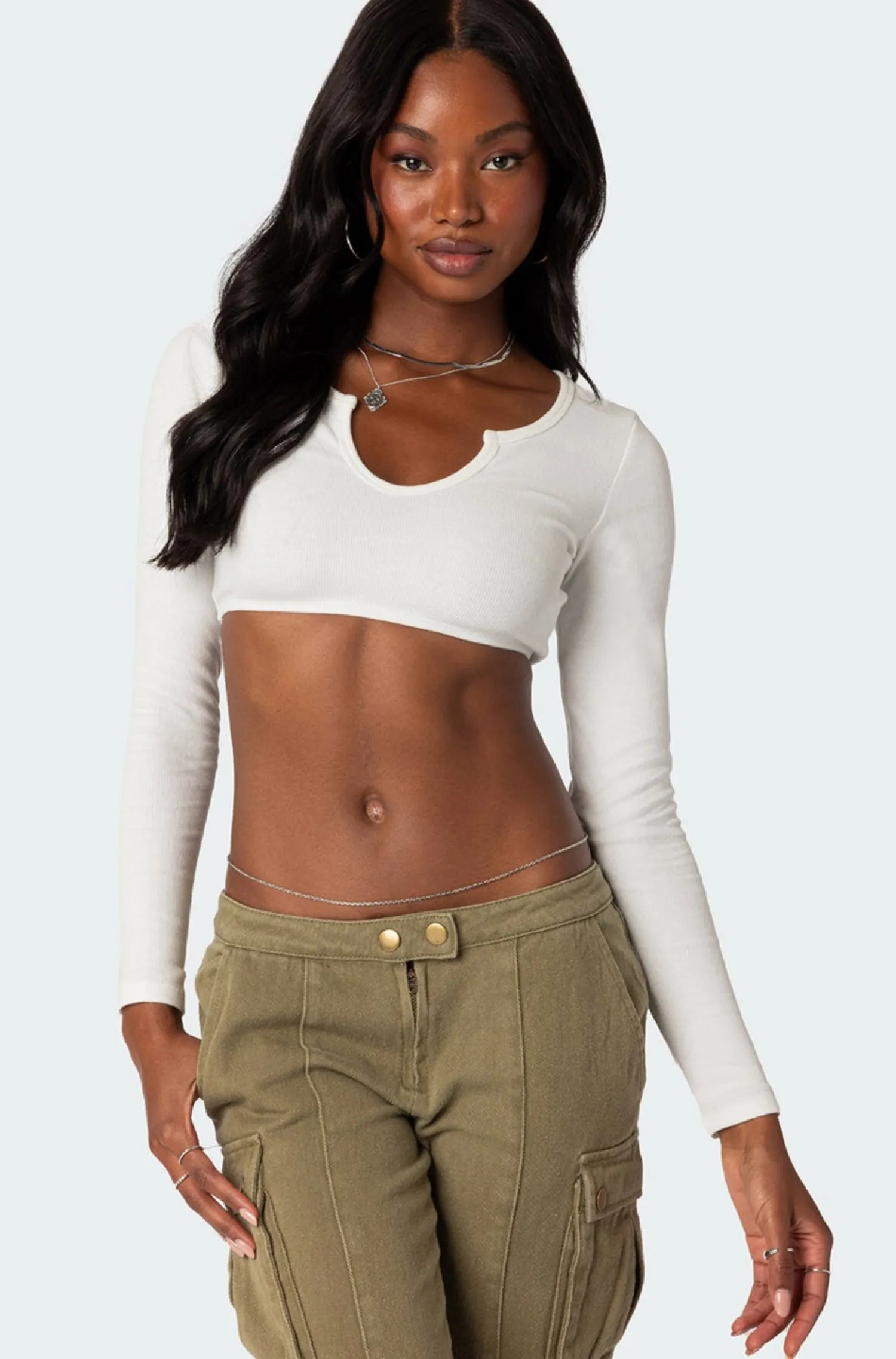 Crop Tops | Long Sleeve Tops*edikted Romance Ribbed Crop Top WHITE