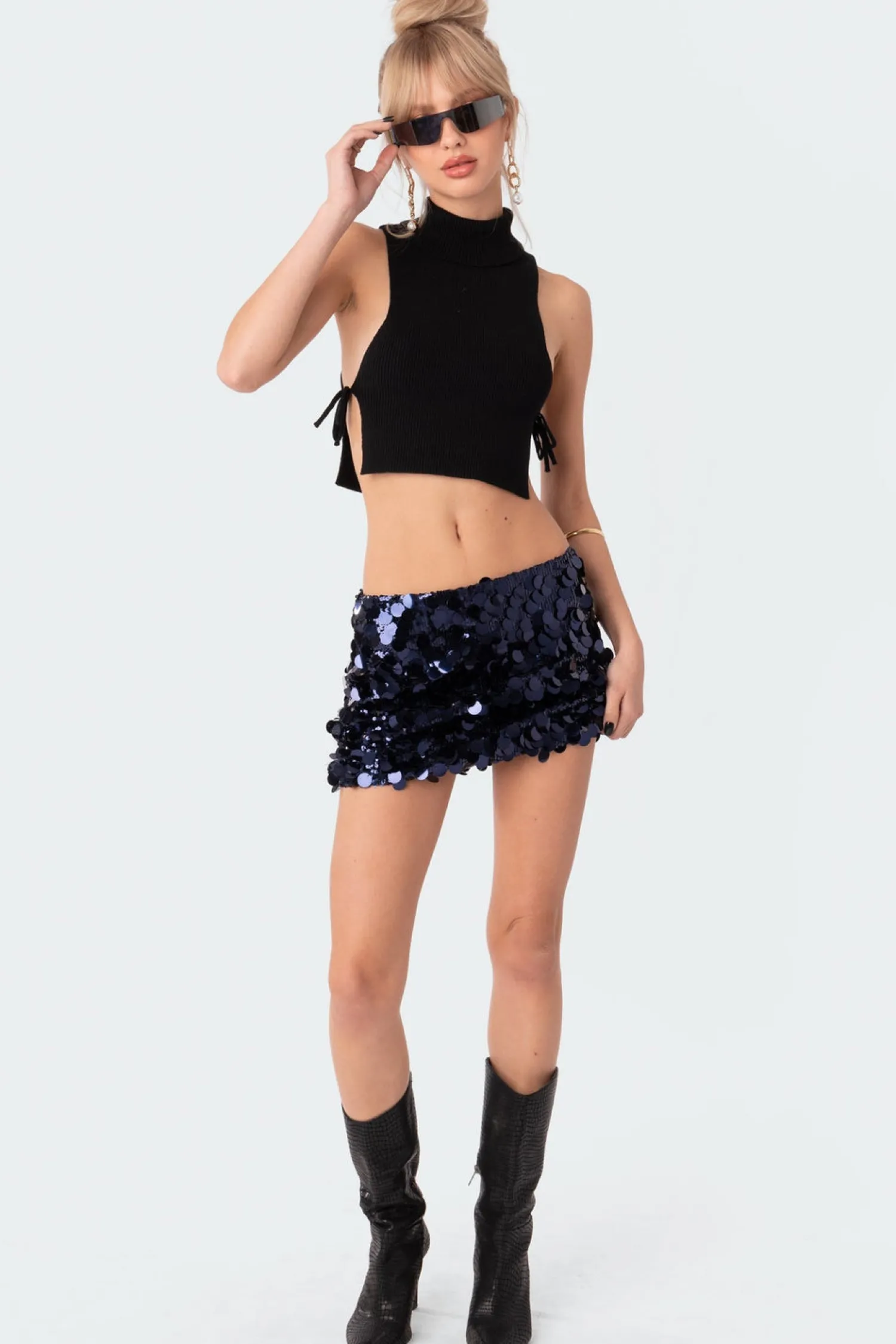 Skirts | Skirts*edikted Sabina Low-Rise Sequin Mini Skirt NAVY