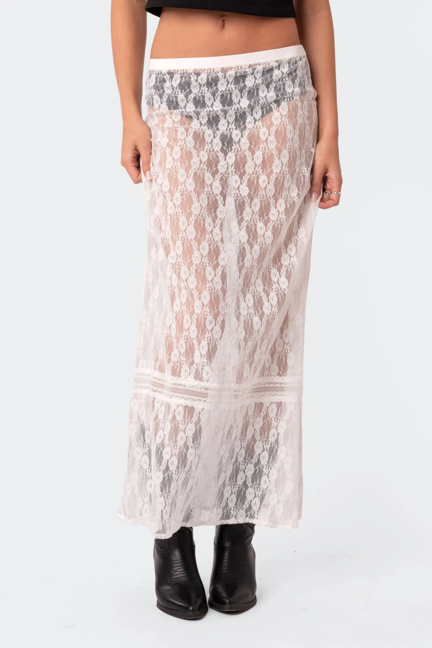 Skirts | Skirts*edikted Sandra Sheer Lace Maxi Skirt WHITE