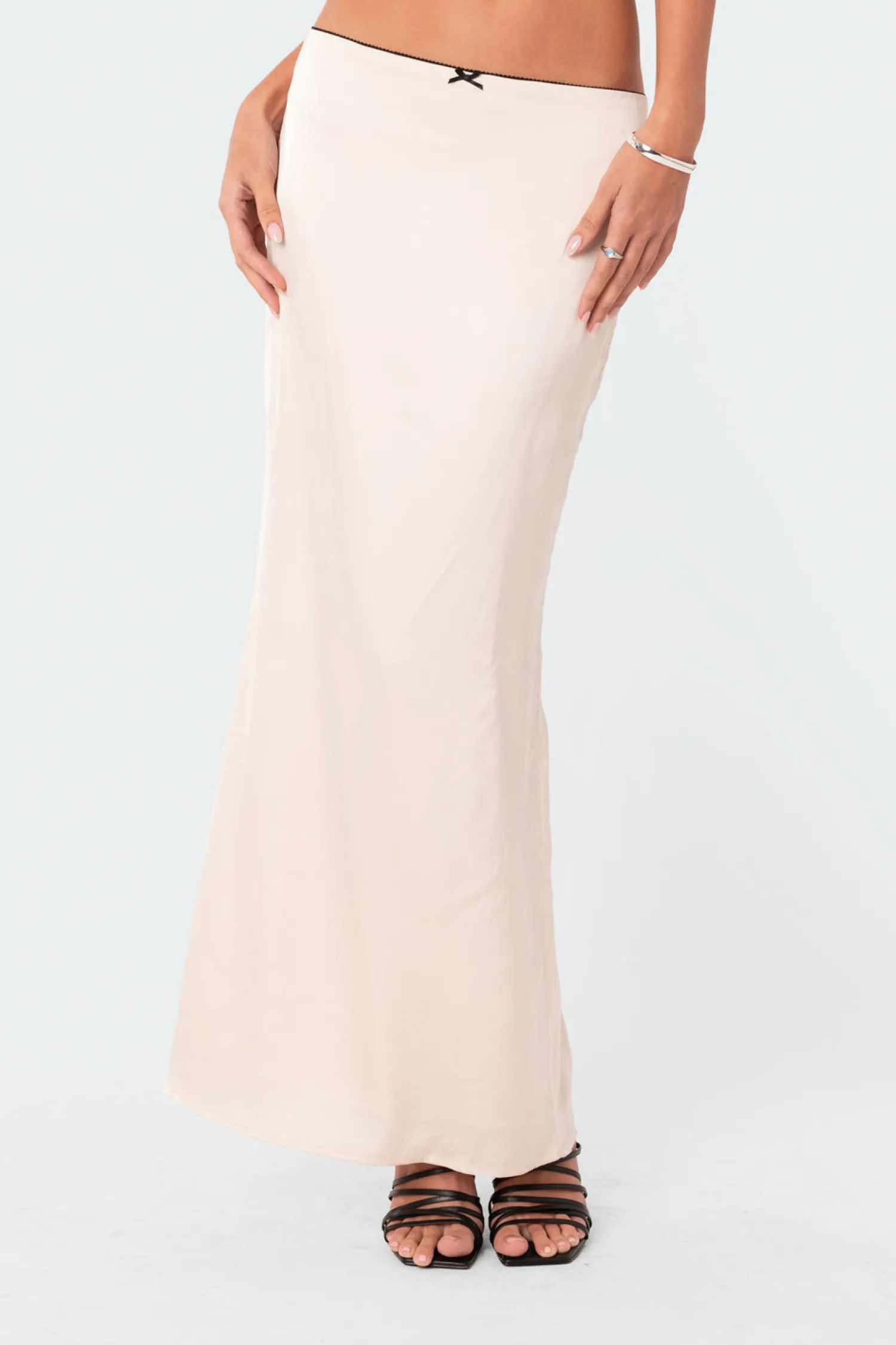 Skirts | Skirts*edikted Satin Back Slitted Low Rise Maxi Skirt BEIGE