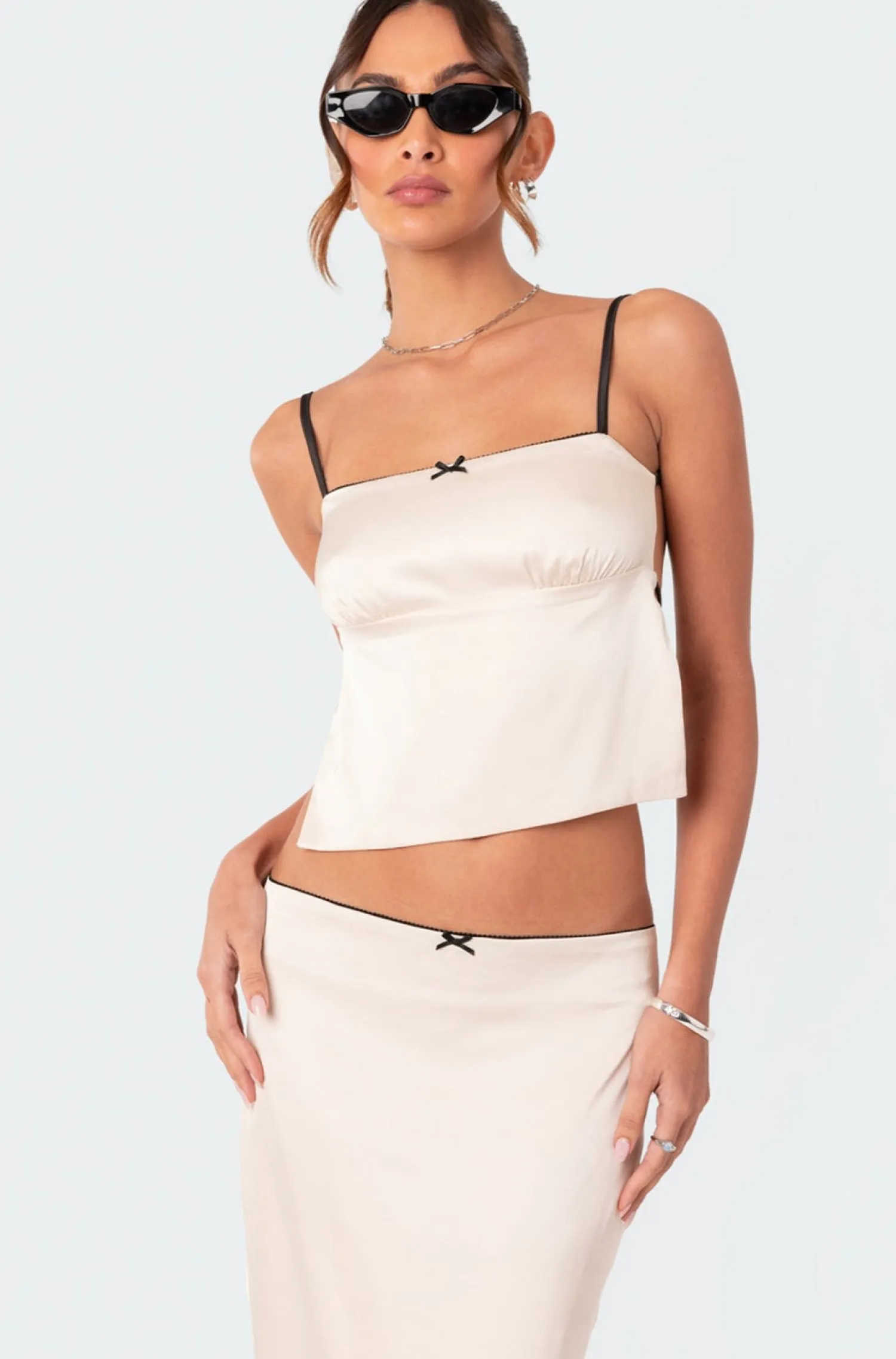 Crop Tops | Tops*edikted Satin Open Back Top BEIGE