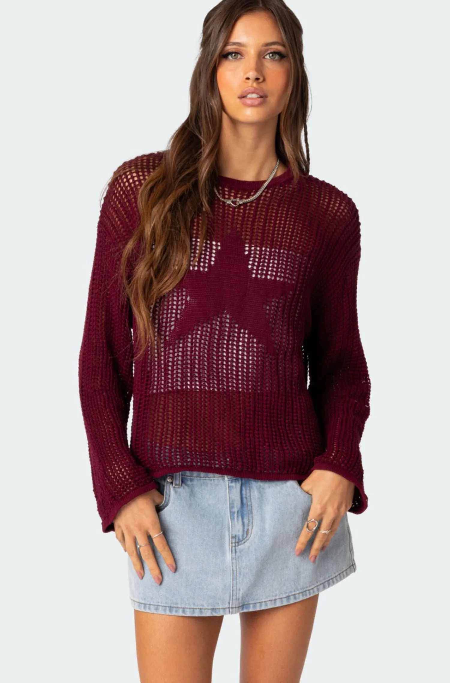 Sweaters & Cardigans | Long Sleeve Tops*edikted Seeing Stars Oversized Sweater BURGUNDY