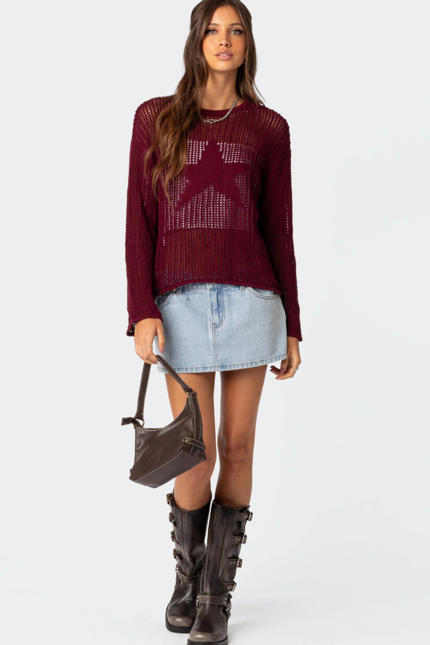 Sweaters & Cardigans | Long Sleeve Tops*edikted Seeing Stars Oversized Sweater BURGUNDY