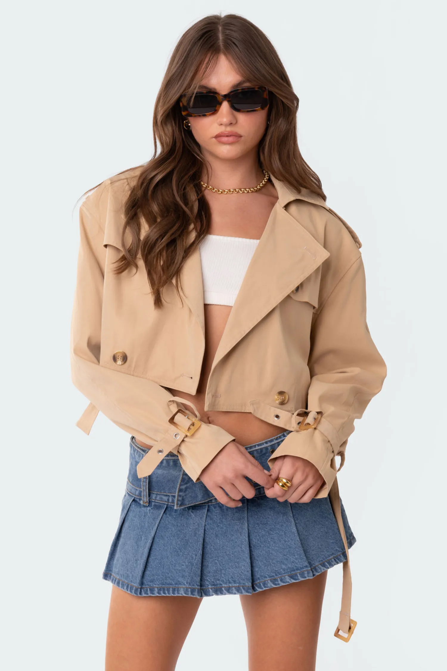 Jackets & Coats*edikted Shadow Cropped Trench Jacket BEIGE