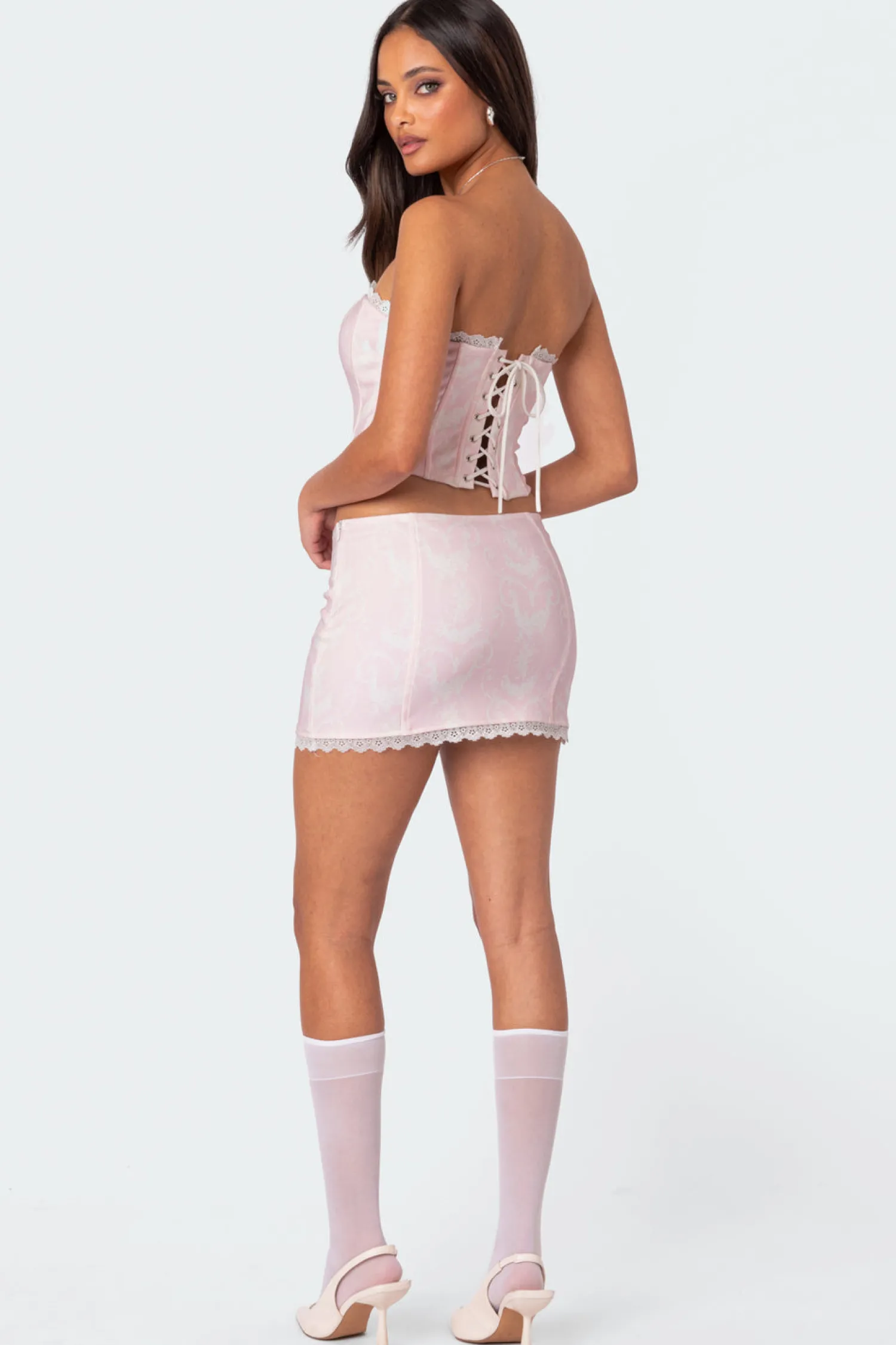 Crop Tops | Corsets*edikted Silvie Printed Lace Up Corset PINK