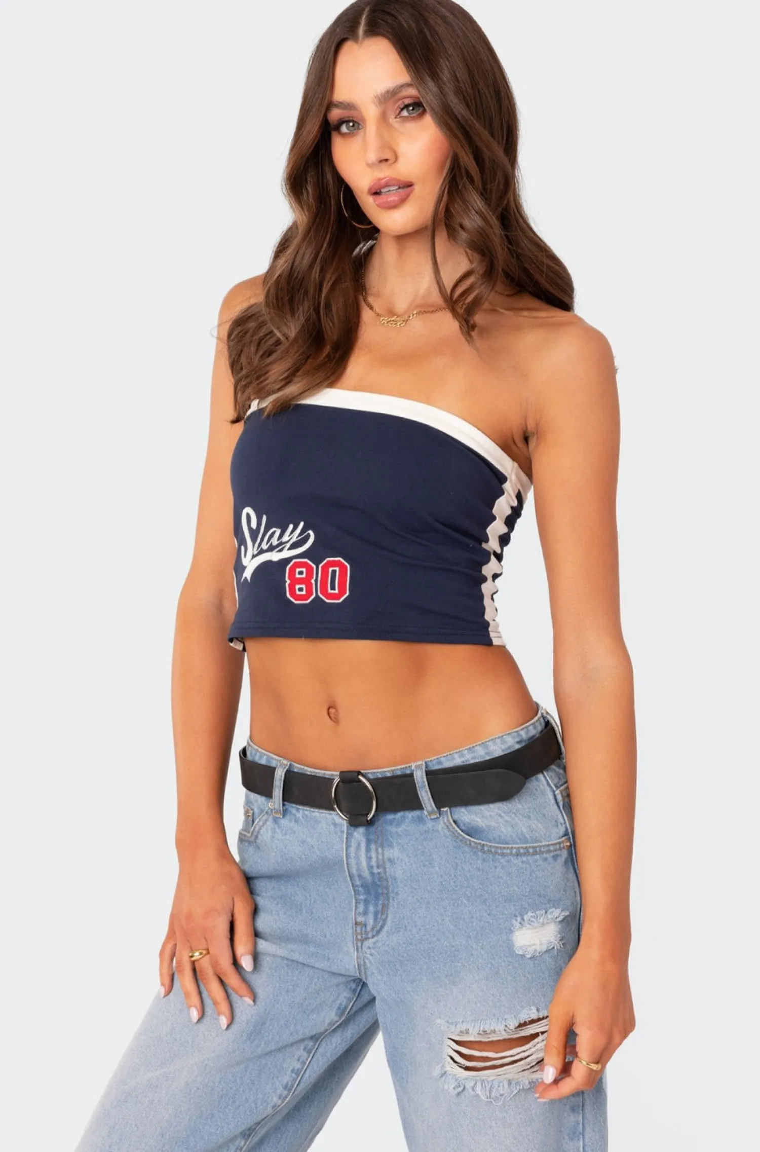 Crop Tops | Strapless Tops*edikted Slay Tube Top NAVY