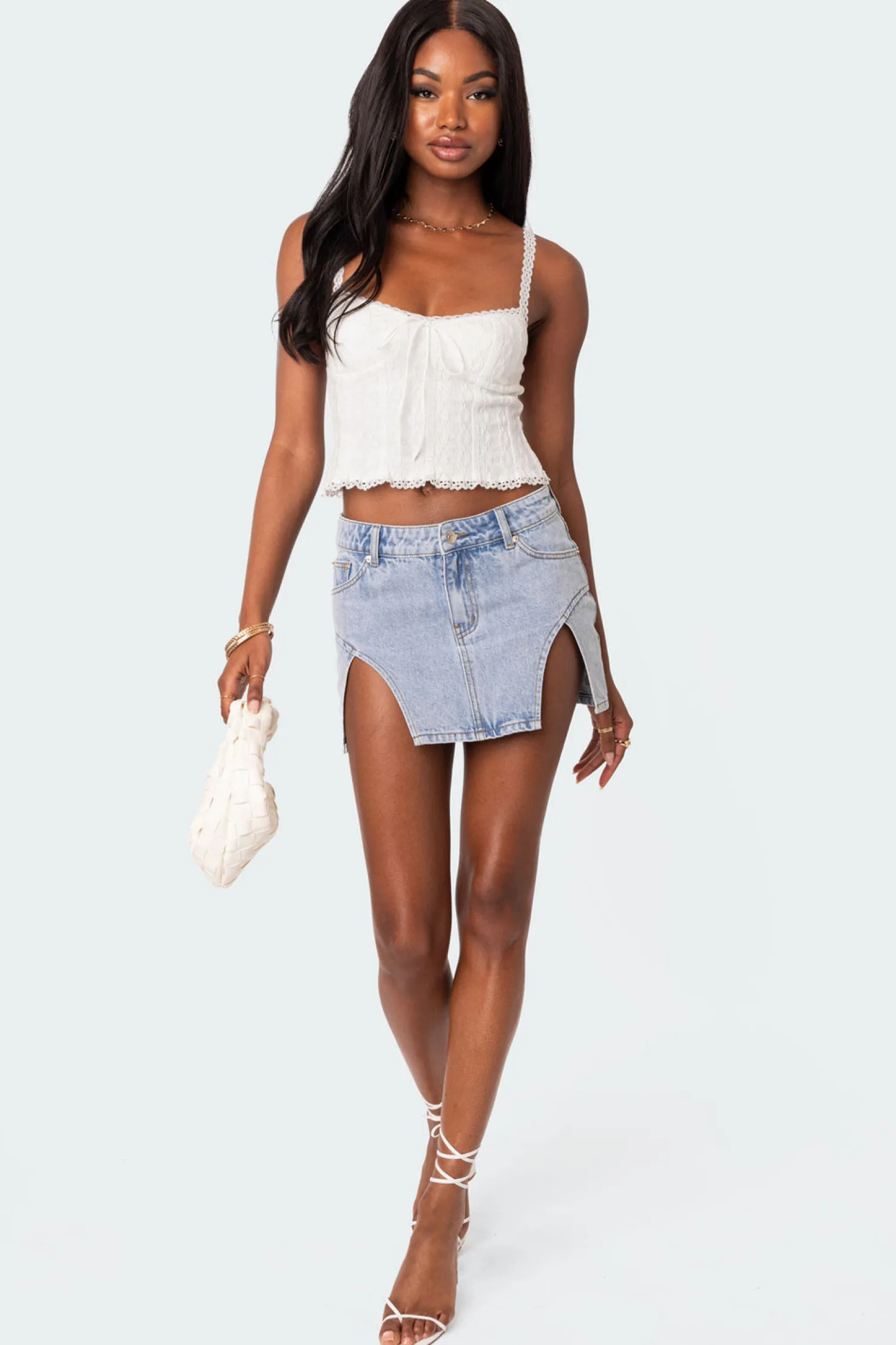 Skirts | Skirts*edikted Slits 4 Dayz Denim Mini Skirt LIGHT BLUE