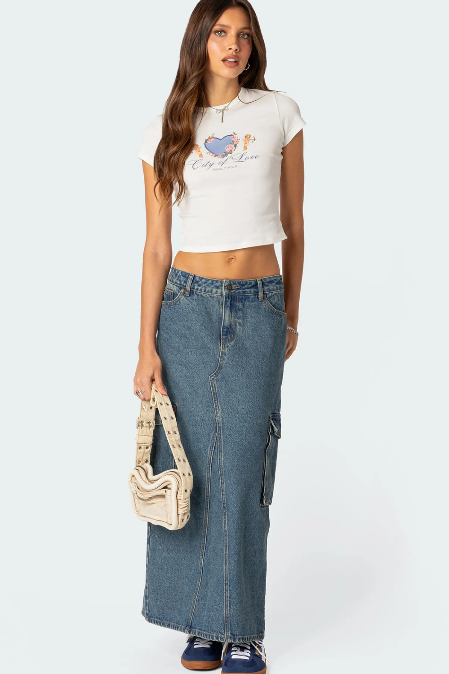 Skirts | Skirts*edikted Slitted Cargo Denim Maxi Skirt BLUE