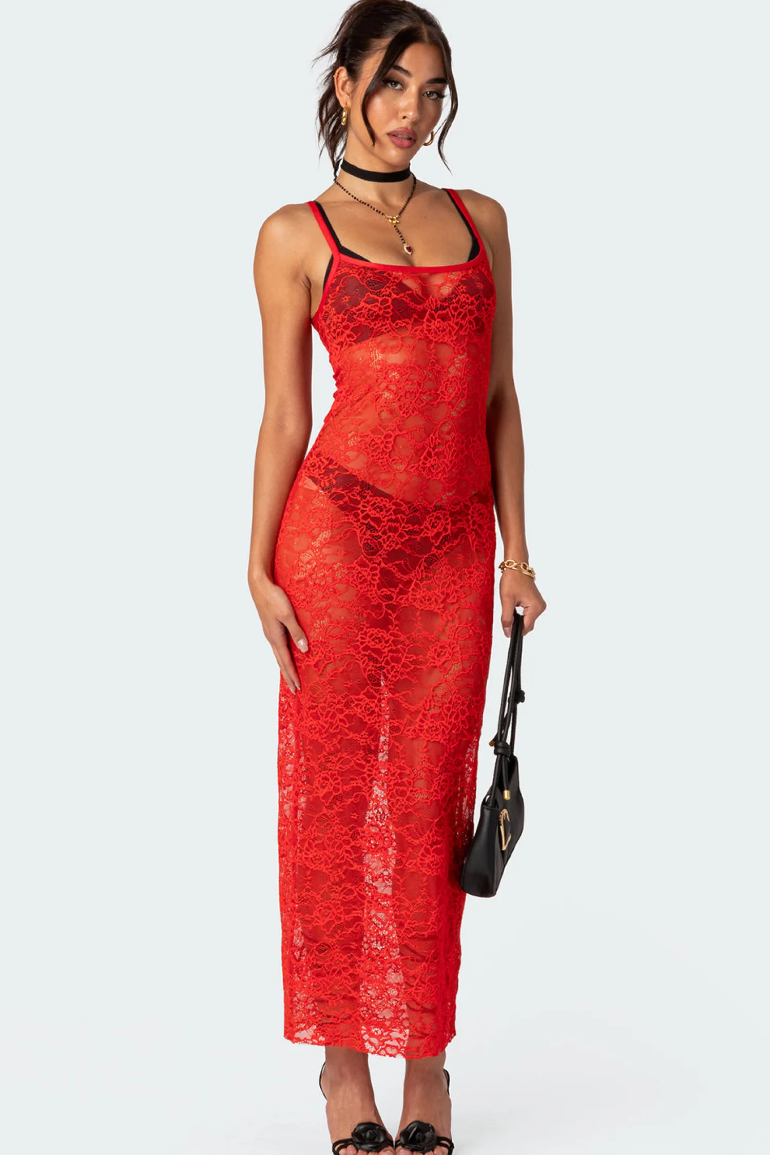 Maxi Dresses | Dresses*edikted Sultry Sheer Lace Maxi Dress RED