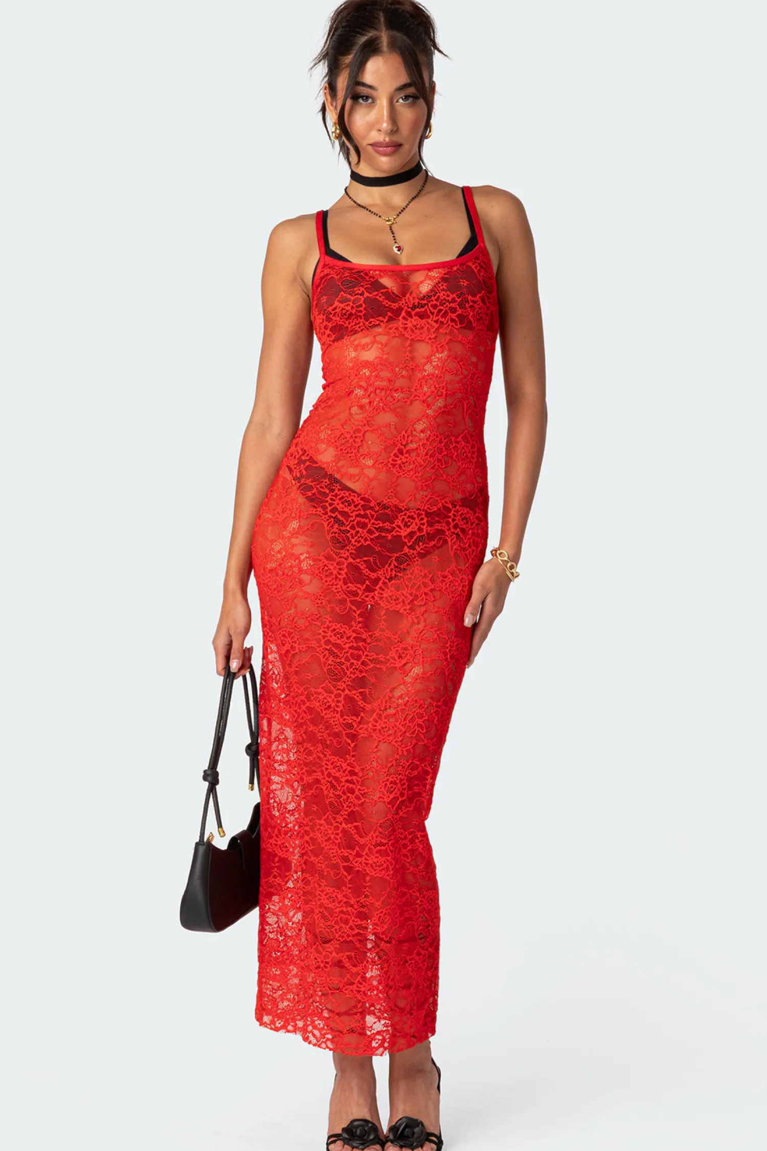 Maxi Dresses | Dresses*edikted Sultry Sheer Lace Maxi Dress RED