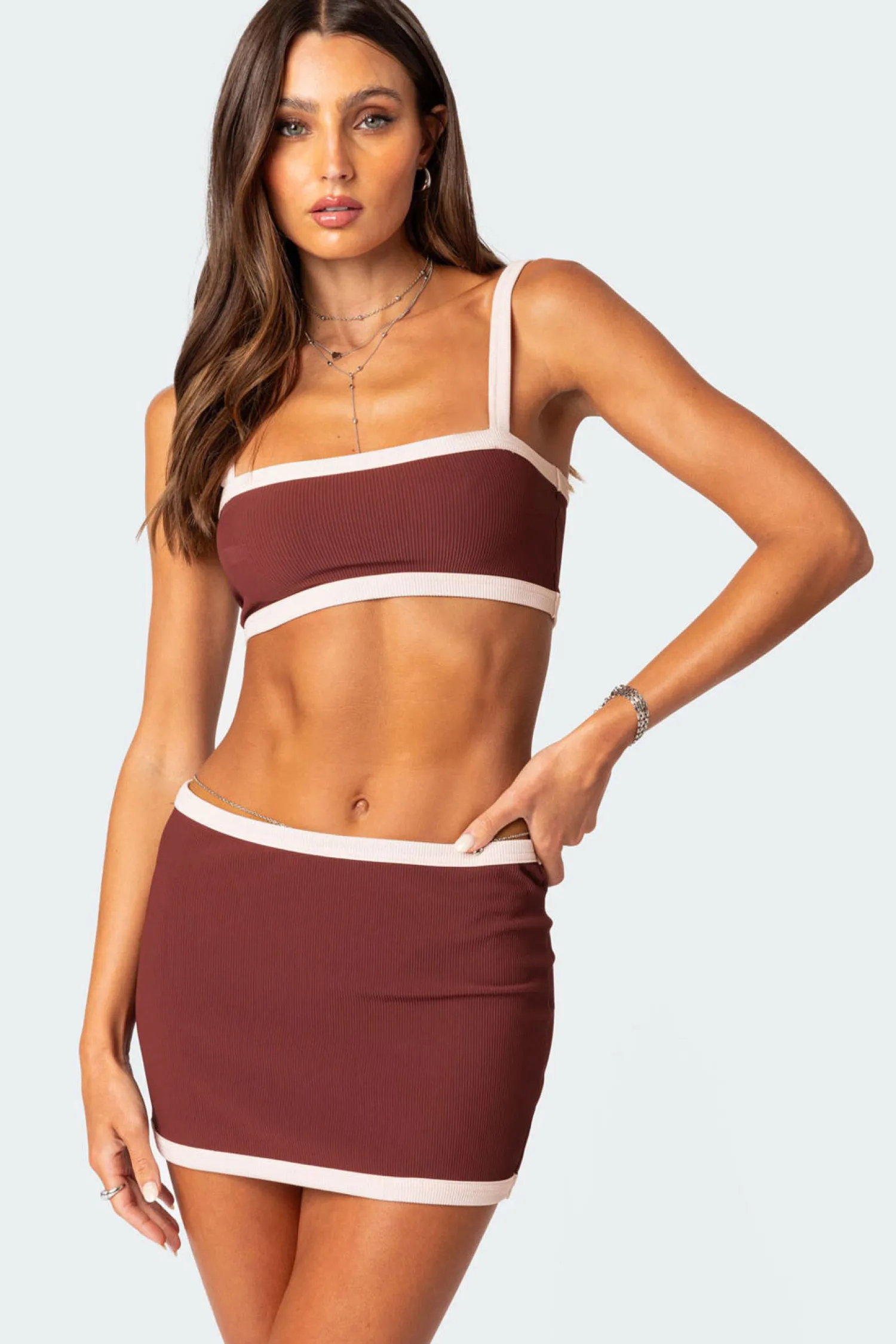 Crop Tops | Sets*edikted Sutton Contrast Ribbed Bra Top BURGUNDY